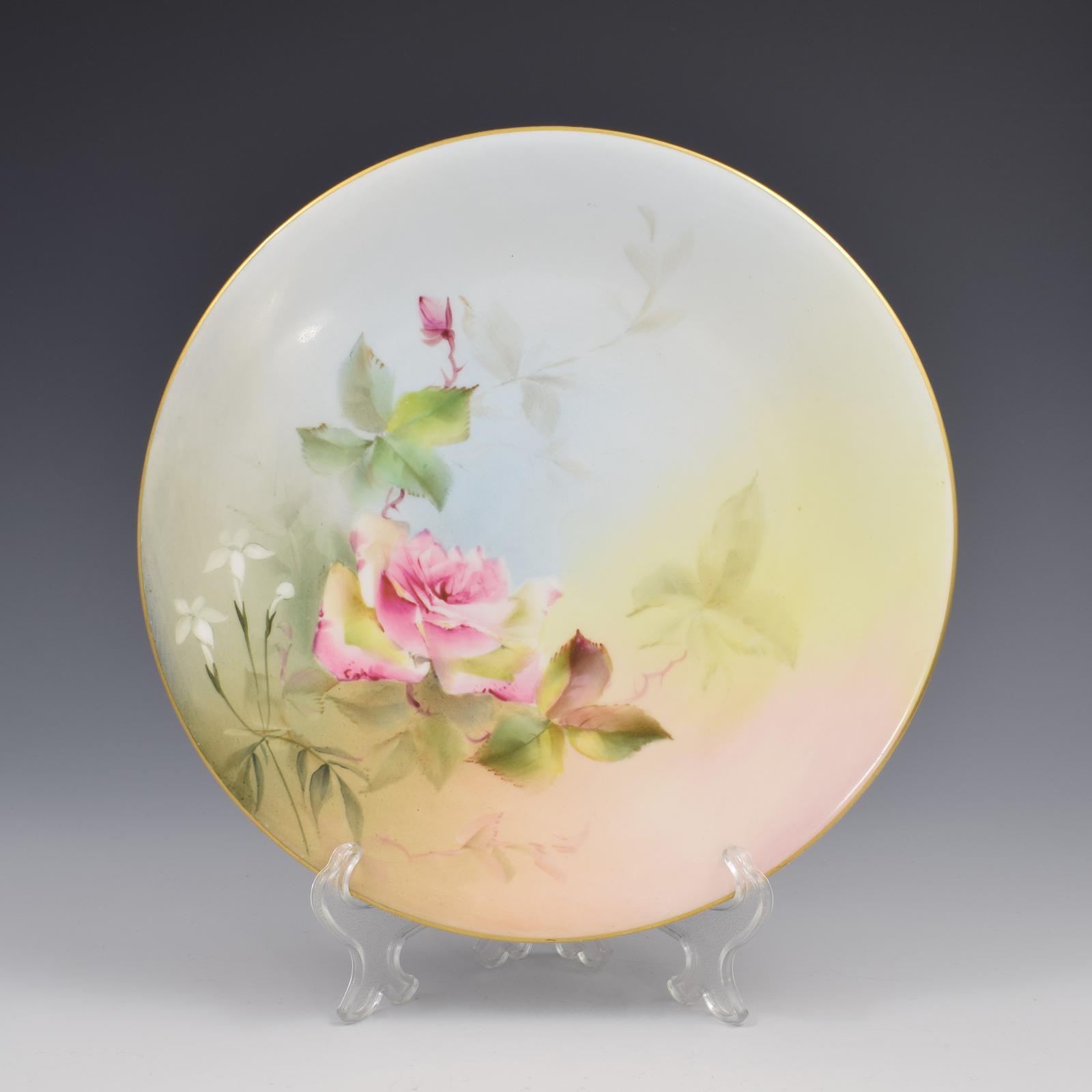 Fine Edwardian Royal Worcester Porcelain George Cole Rose Dessert Plate 1905 (1 of 3)