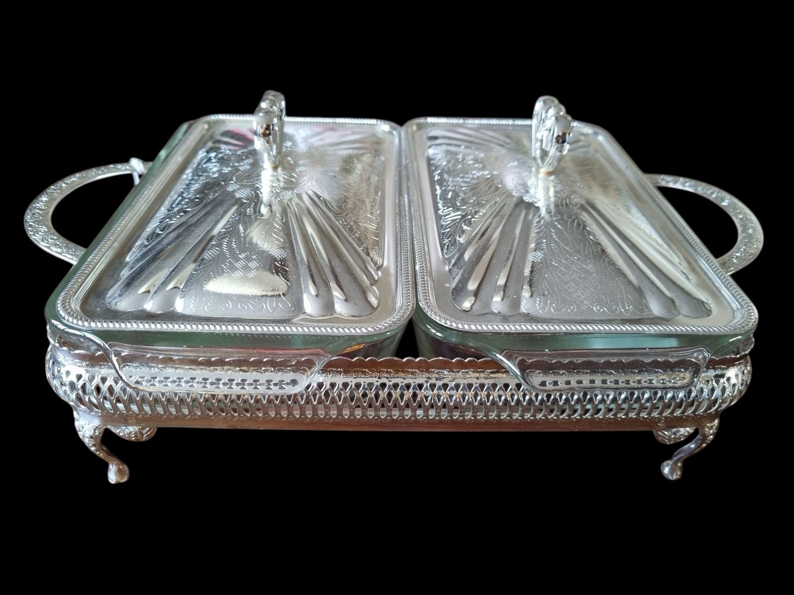 Vintage Queen Anne Silver Double Plated / Pyrex Server / Made in England C1970 (1 of 10)