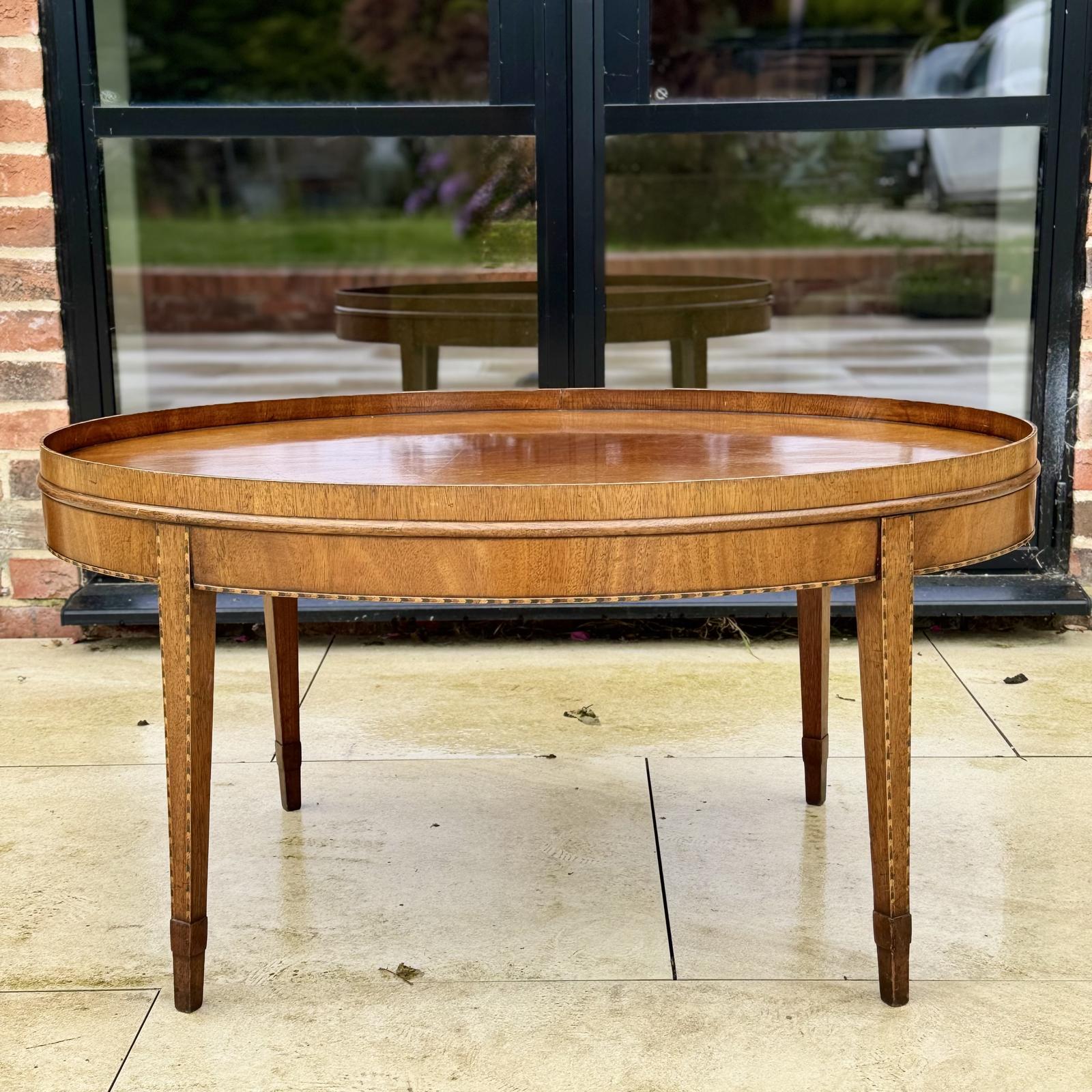 Large Oval Coffee Table with Chevron Marquetry (1 of 8) Large Oval Coffee Table with Chevron Marquetry (1 of 8)