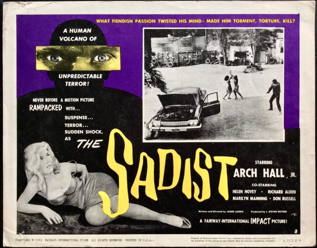 1963 Original Large Film Poster Lobby Card The Sadist Starring Arch Hall (1 of 1)