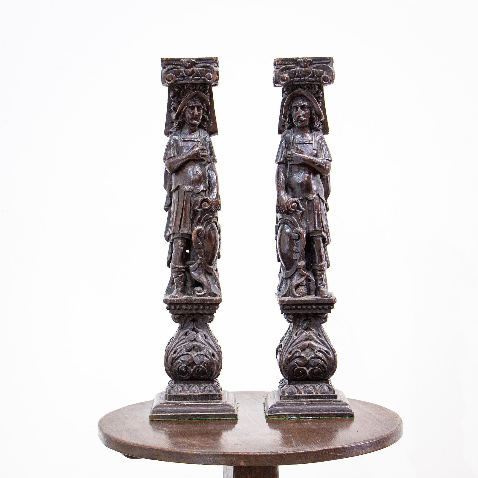 Pair of 17th Century Wooden Romanesque Figures (1 of 9)