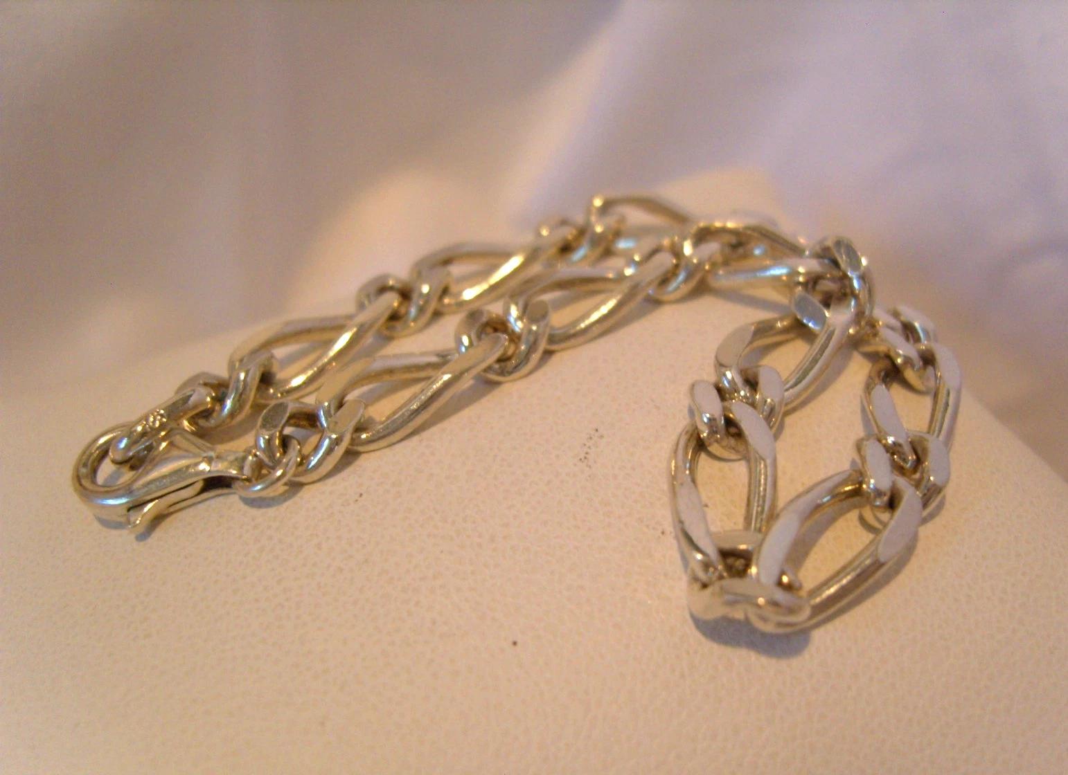 Bracelet Silver 925 Fancy Figaro Link 7 1/2" Length 13.2 Grams (1 of 11) Bracelet Silver 925 Fancy Figaro Link 7 1/2" Length 13.2 Grams (1 of 11)