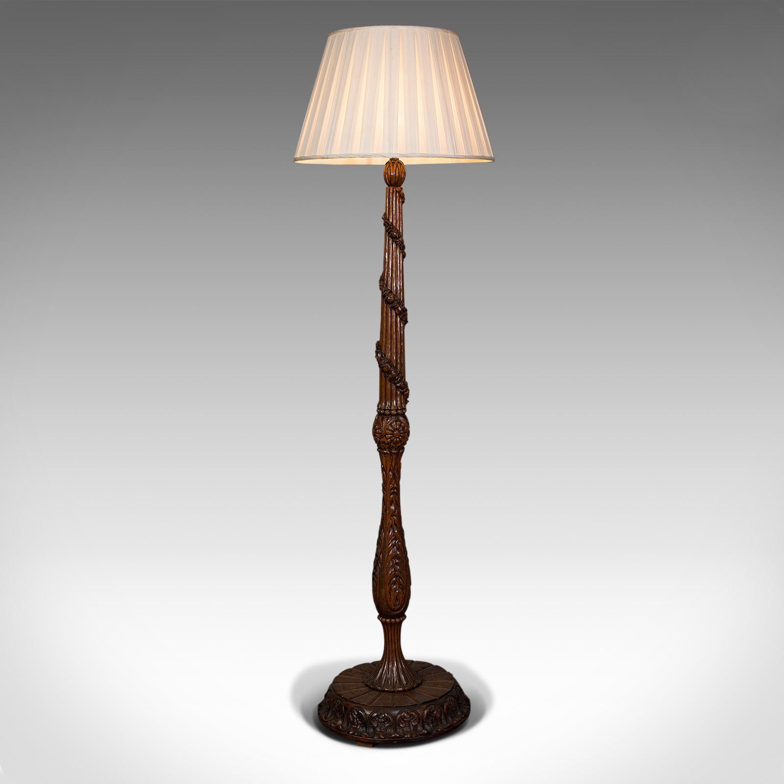Antique Standard Lamp, Black Forest, Continental, Oak, Lounge, Light, Edwardian (1 of 12)