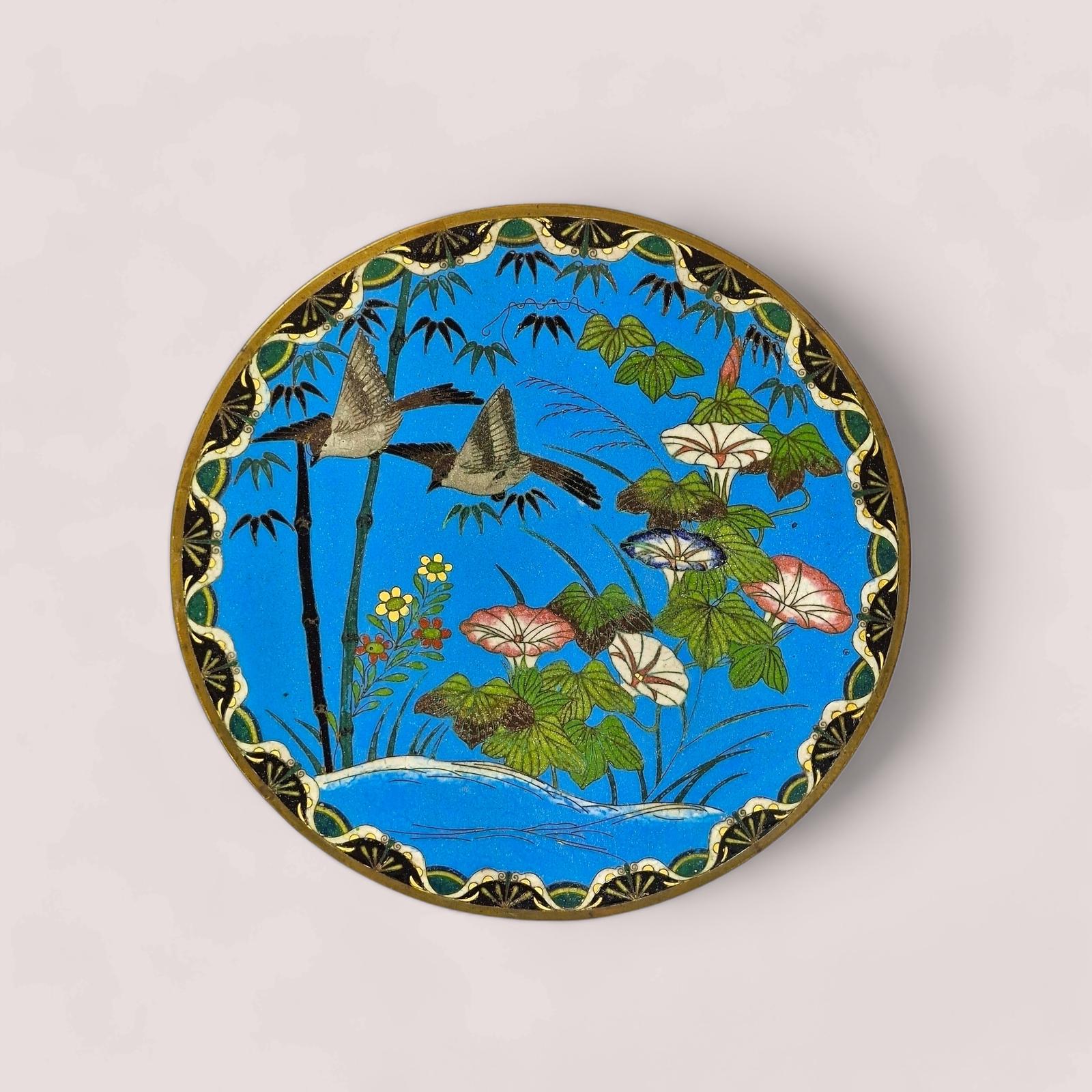 Stunningly Designed Large Japanese Cloisonne Enamel Plate or Charger on Bronze, Meiji Period c.1890 (1 of 8) Stunningly Designed Large Japanese Cloisonne Enamel Plate or Charger on Bronze, Meiji Period c.1890 (1 of 8)