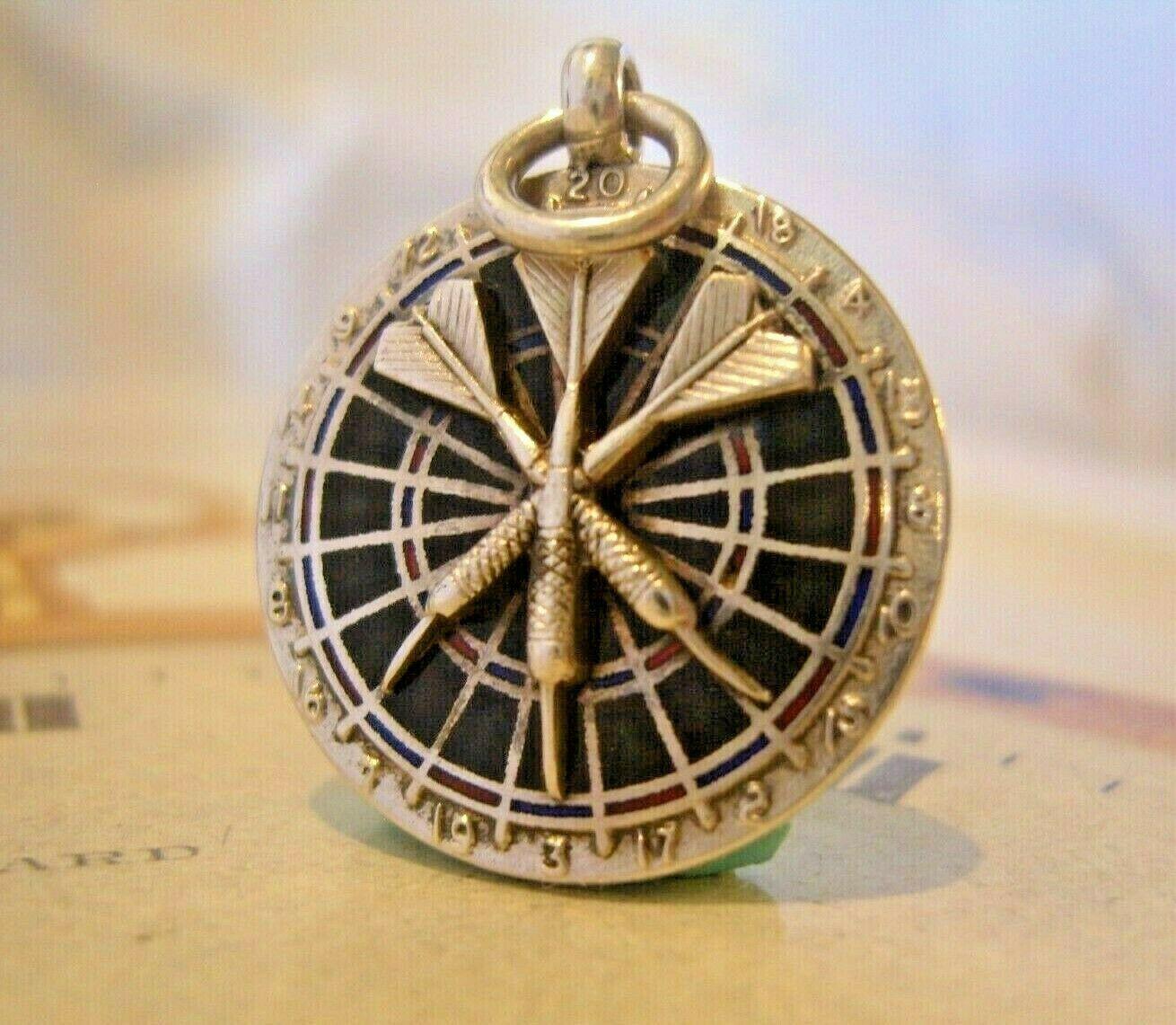 Vintage Pocket Watch Chain Fob 1952 Large Chrome & Enamel Downham Darts Fob (1 of 7) Vintage Pocket Watch Chain Fob 1952 Large Chrome & Enamel Downham Darts Fob (1 of 7)