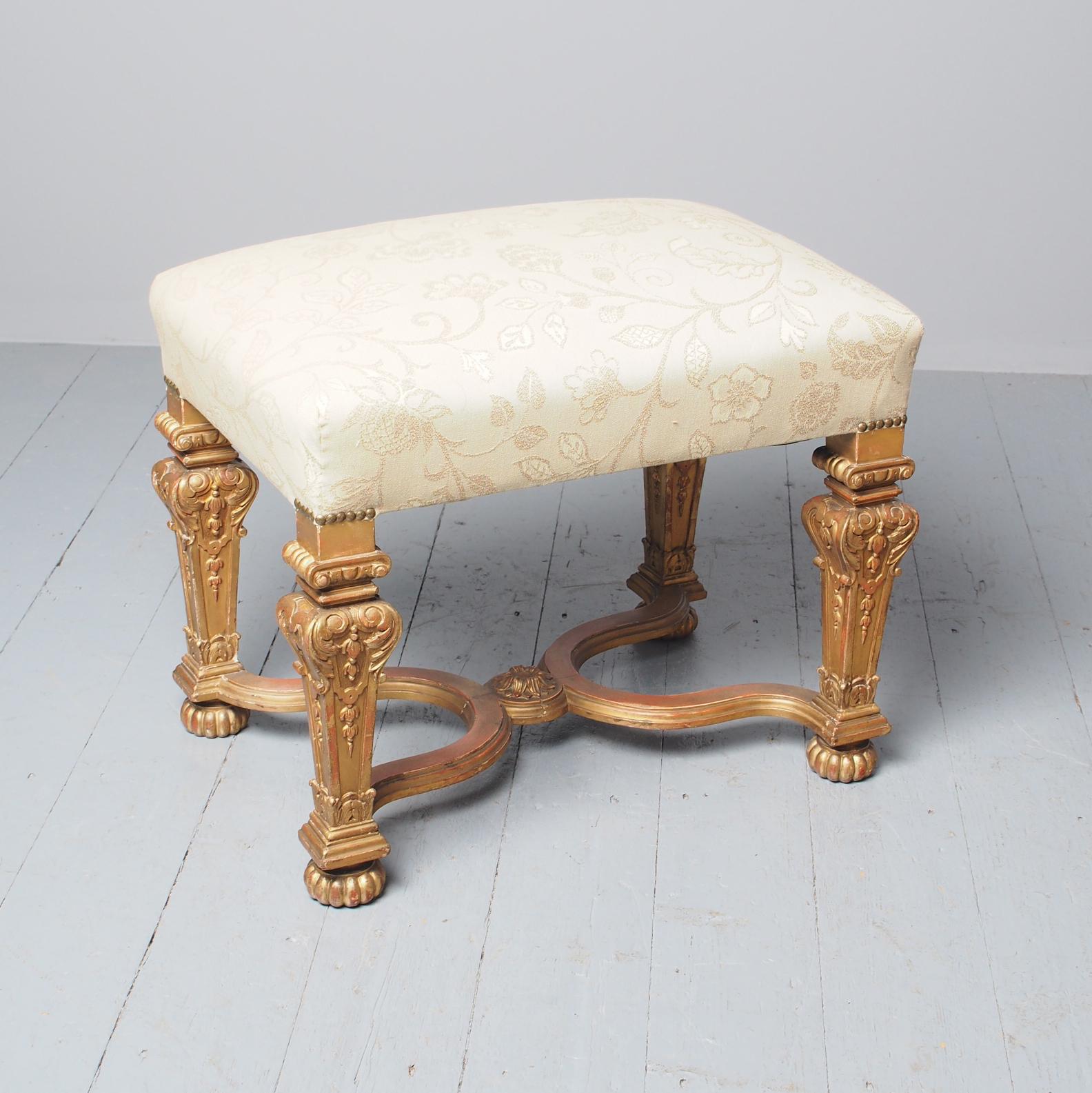 Antique Carved Giltwood Baroque Style Stool (1 of 9)