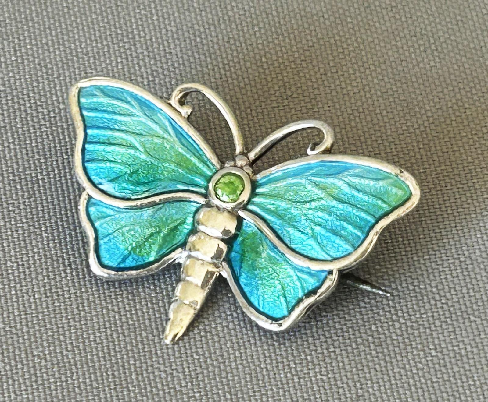 Charles Horner Small Silver & Enamel Butterfly Brooch (1 of 6)