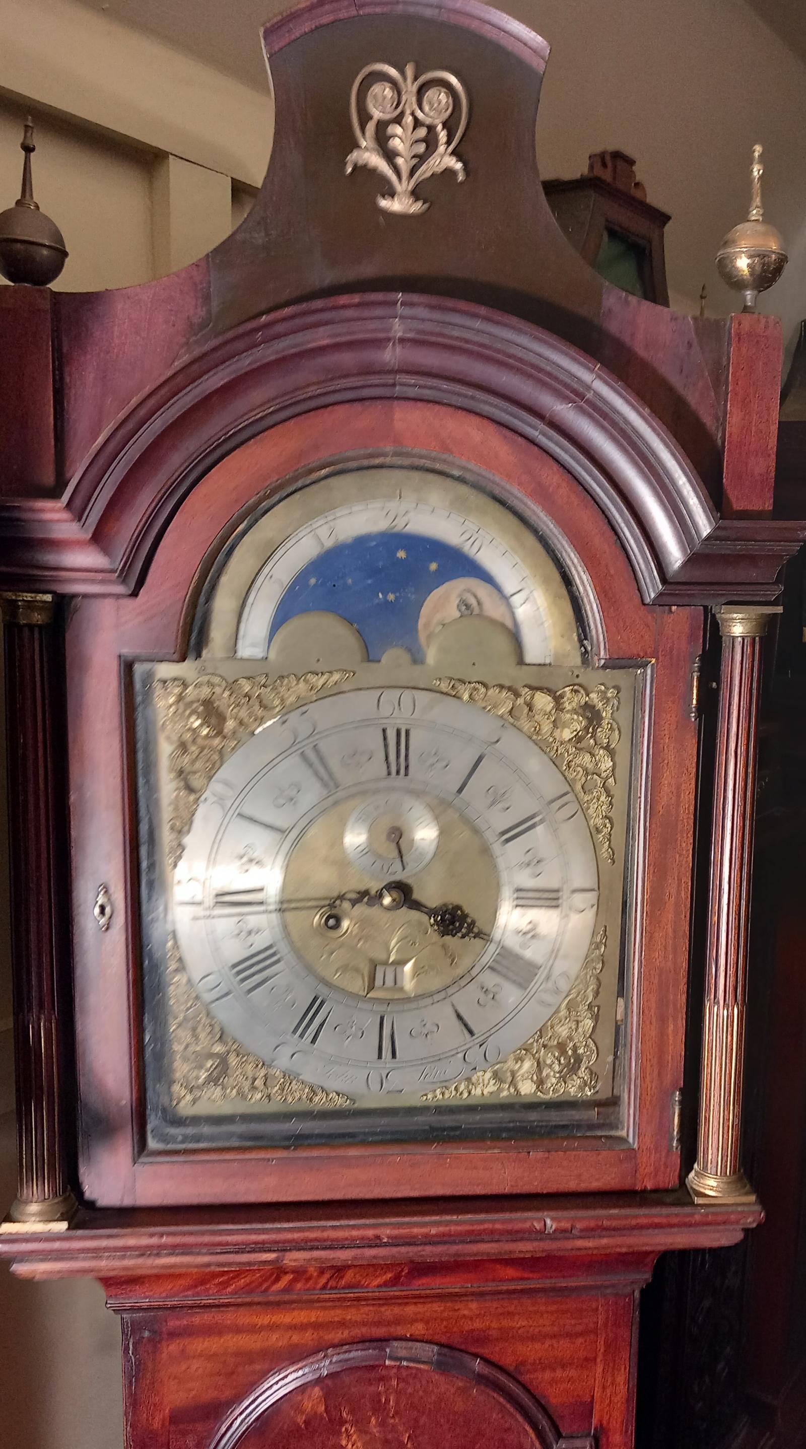 Antique Brass Dial Moon Dial Longcase Clock (1 of 5)