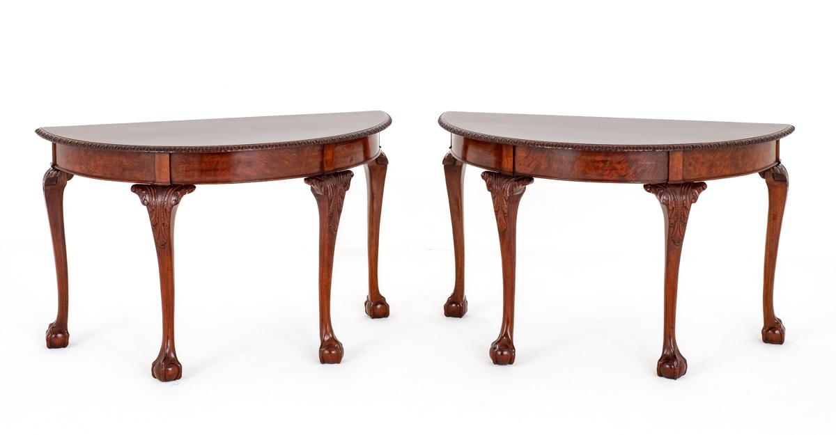 Pair of Mahogany Chippendale Style Console Tables (1 of 6)