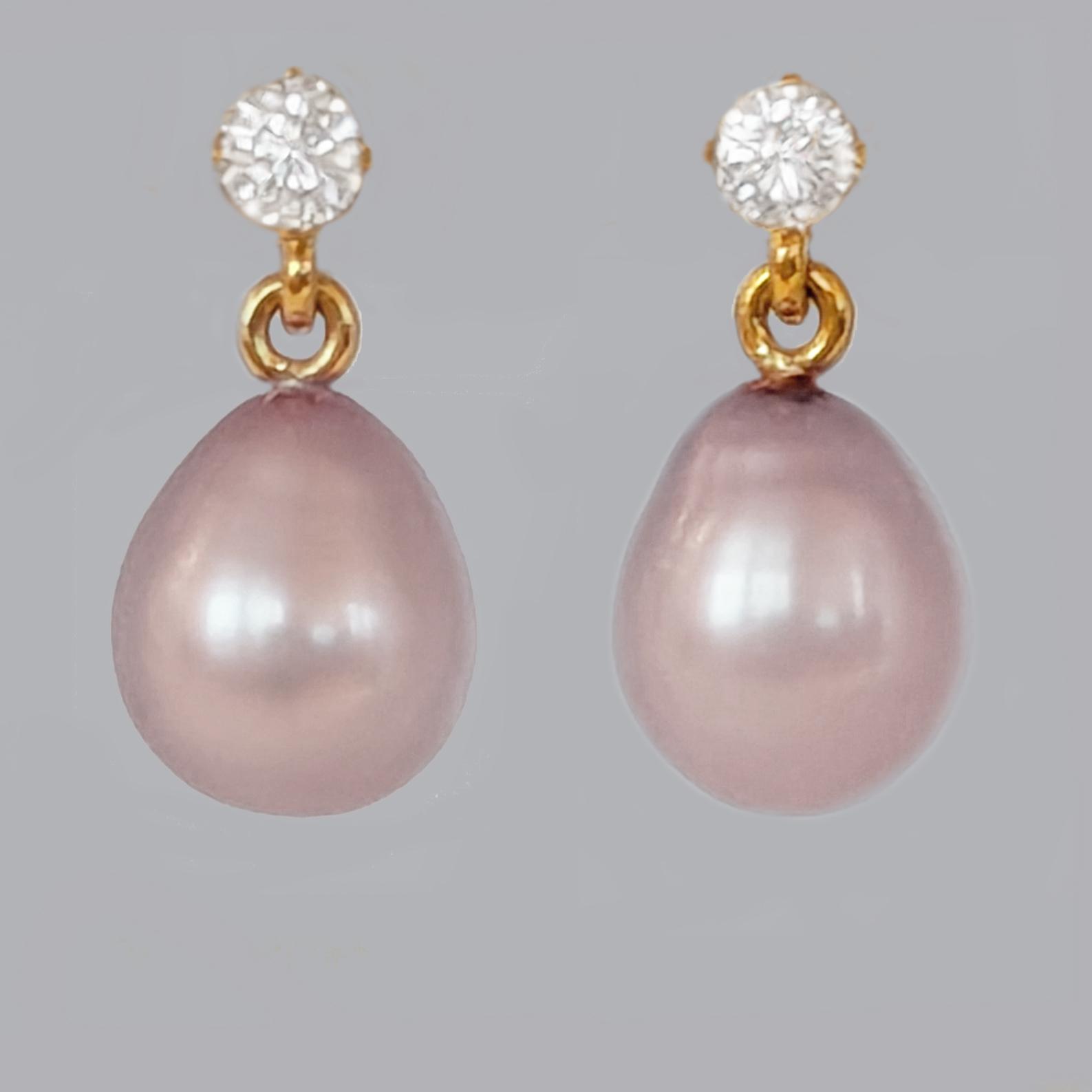 1960s 9ct Gold Diamond and Pink Pearl Drop Earrings (1 of 6) 1960s 9ct Gold Diamond and Pink Pearl Drop Earrings (1 of 6)