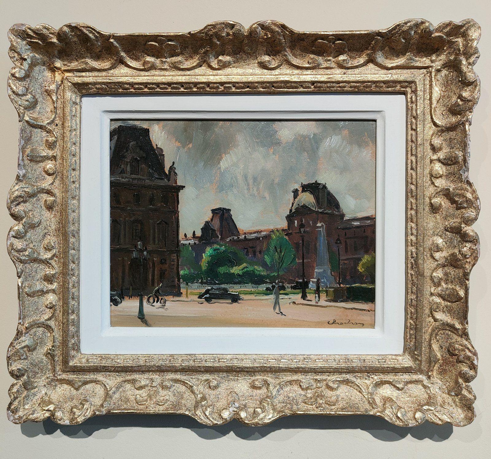 Oil Painting by Andre Eugene Louis Chochon - The Lourve (1 of 4) Oil Painting by Andre Eugene Louis Chochon - The Lourve (1 of 4)