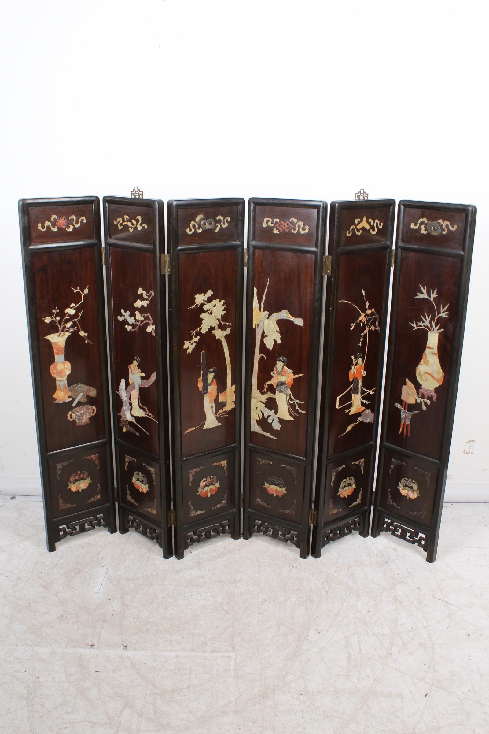 Chinese Soapstone Six Panel Folding Screen (1 of 17)