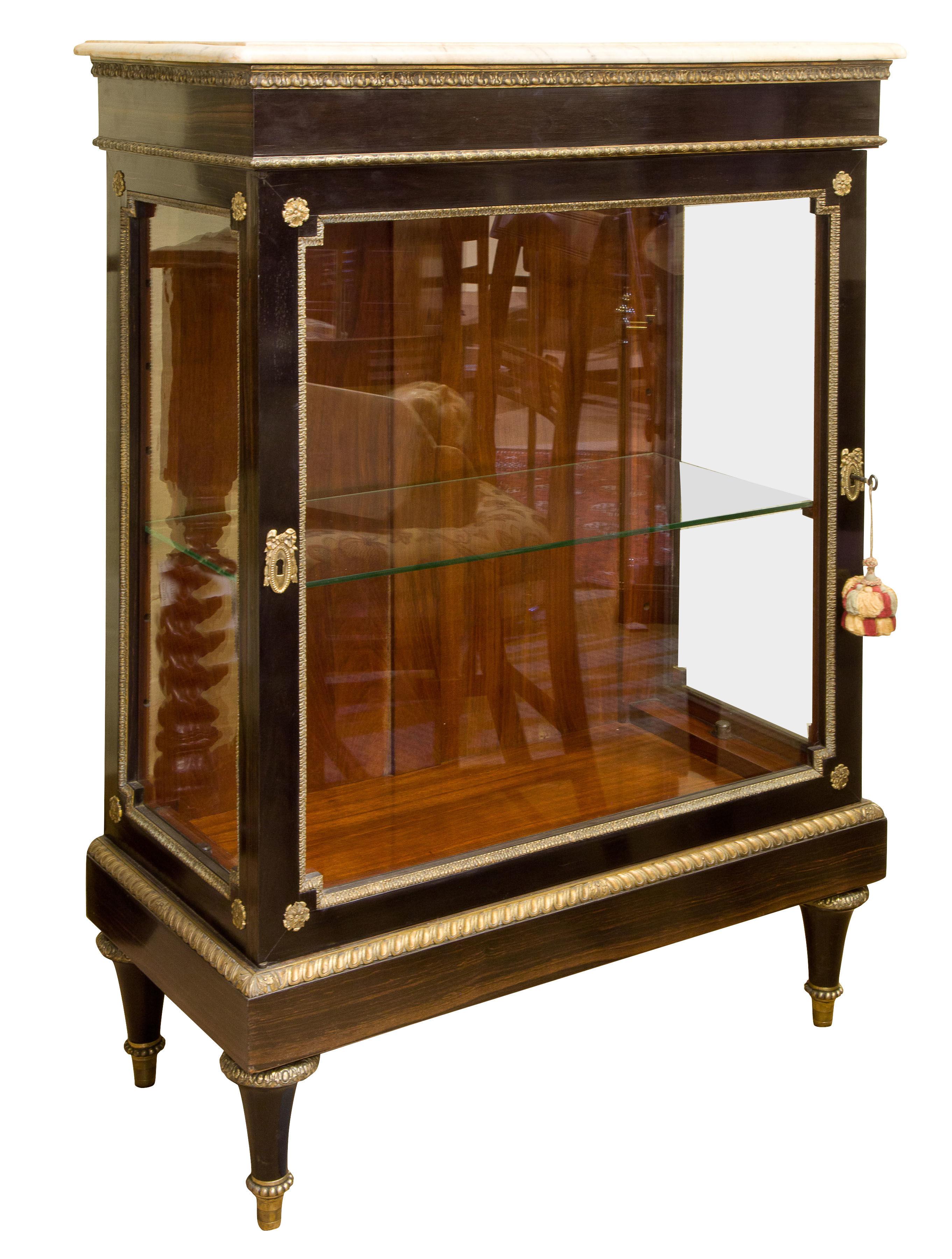 19thc French coromandel and mahogany display cabinet (1 of 1)
