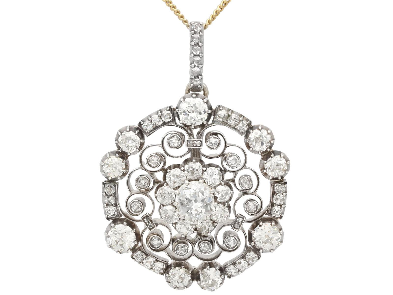 Antique 6.22ct Diamond, 12ct Yellow Gold Pendant c.1880 (1 of 21)