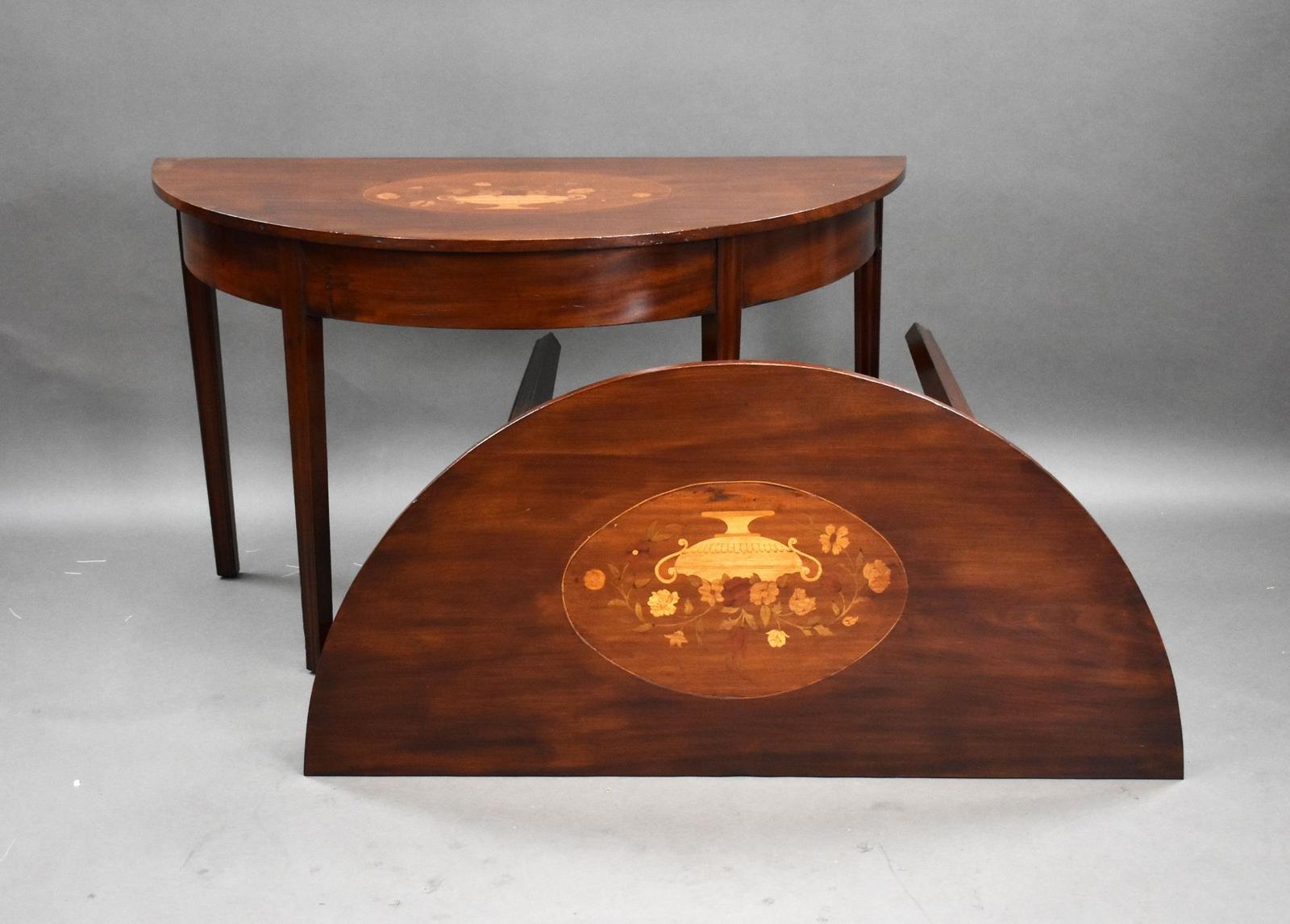Pair of George III Mahogany Inlaid Console Tables (1 of 7)