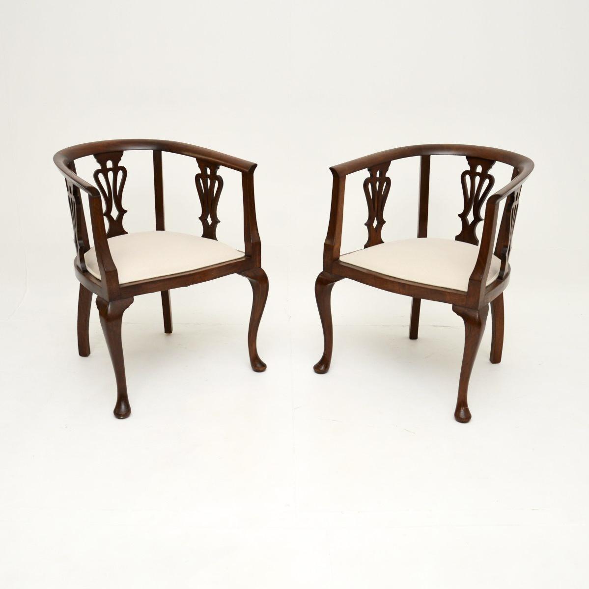 Pair of Antique Edwardian Mahogany Tub Chairs (1 of 9)