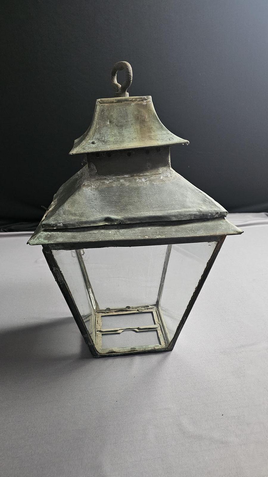 Antique Large Copper Street Lantern (1 of 9)