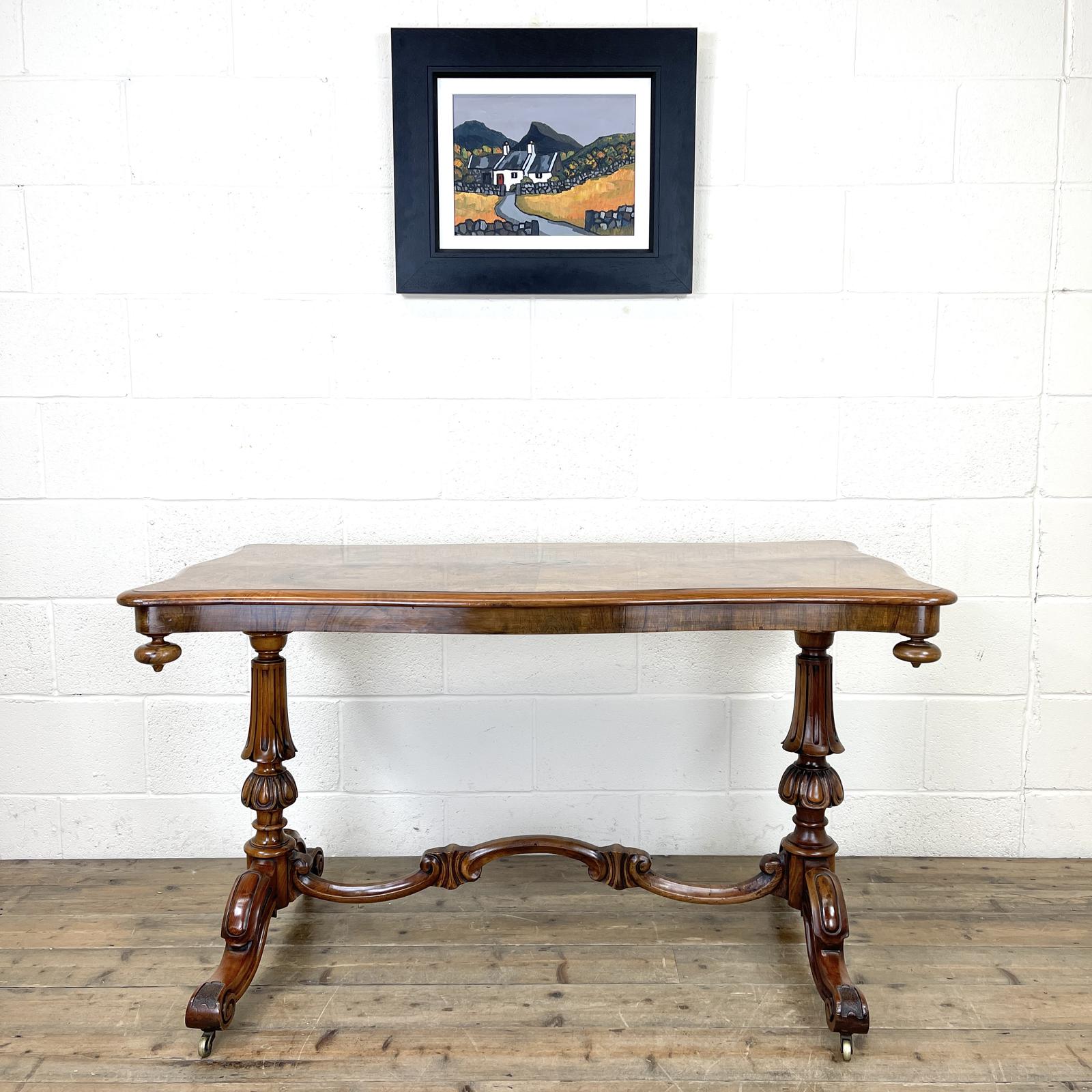 Antique Victorian Burr Walnut Stretcher Table (1 of 12) Antique Victorian Burr Walnut Stretcher Table (1 of 12)