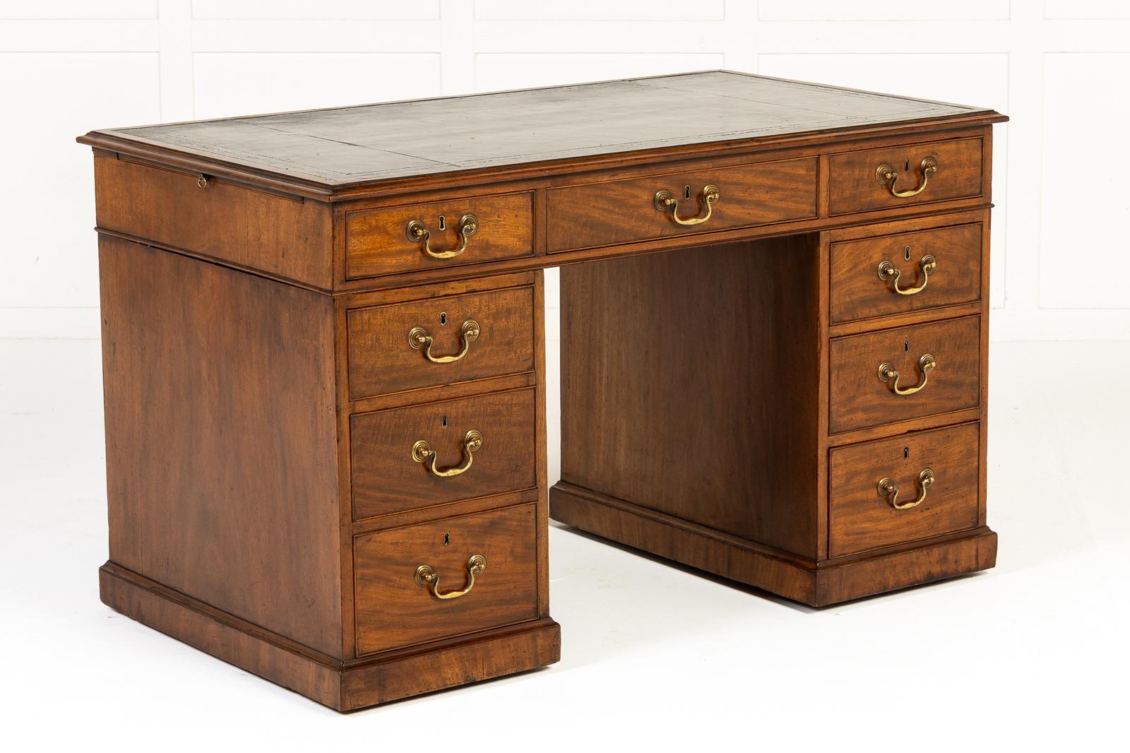 18th Century English Mahogany Pedestal Desk (1 of 12)