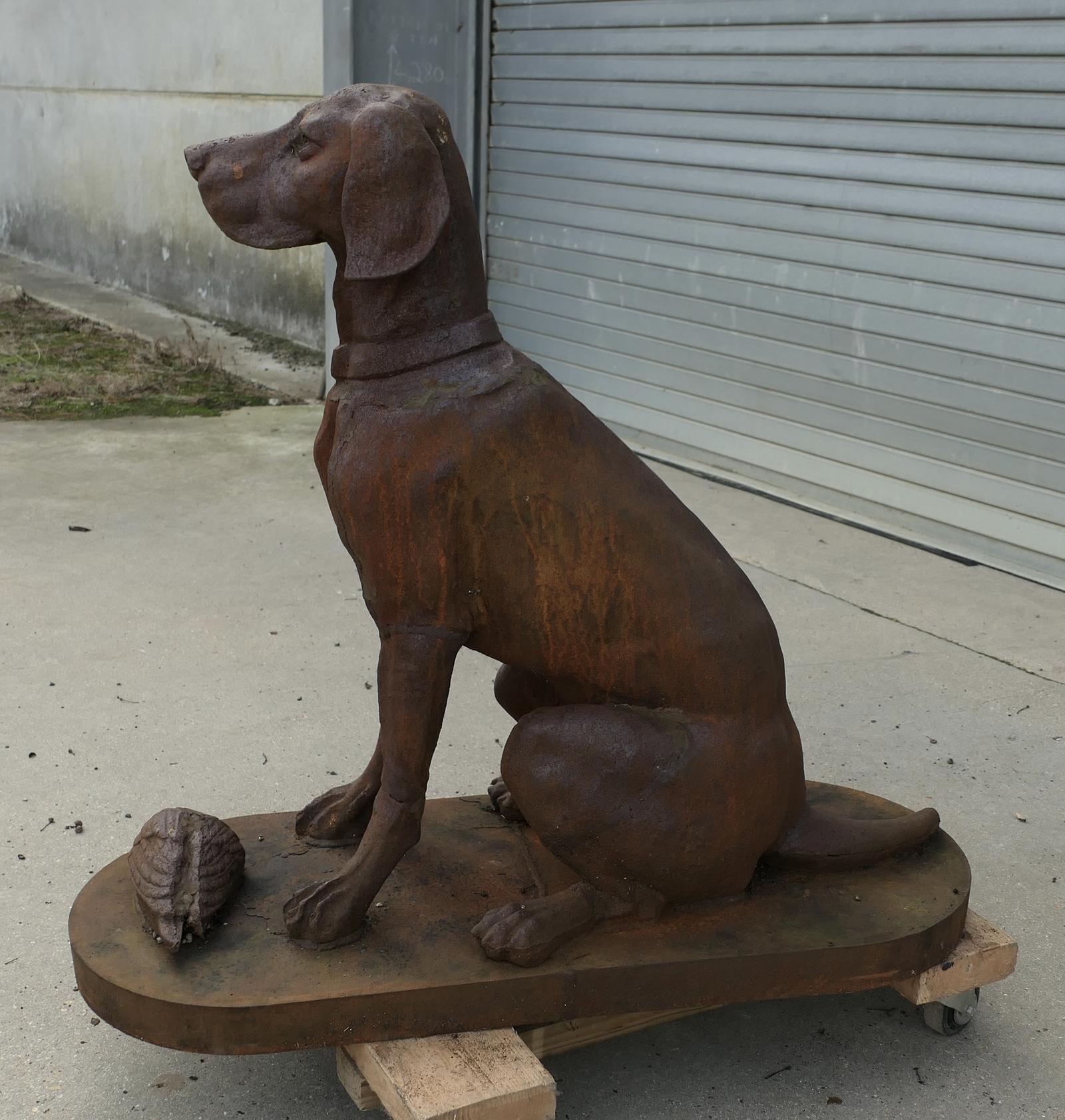 Cast Iron Statue of a Hunting Dog Retrieving a Pheasant (1 of 7)