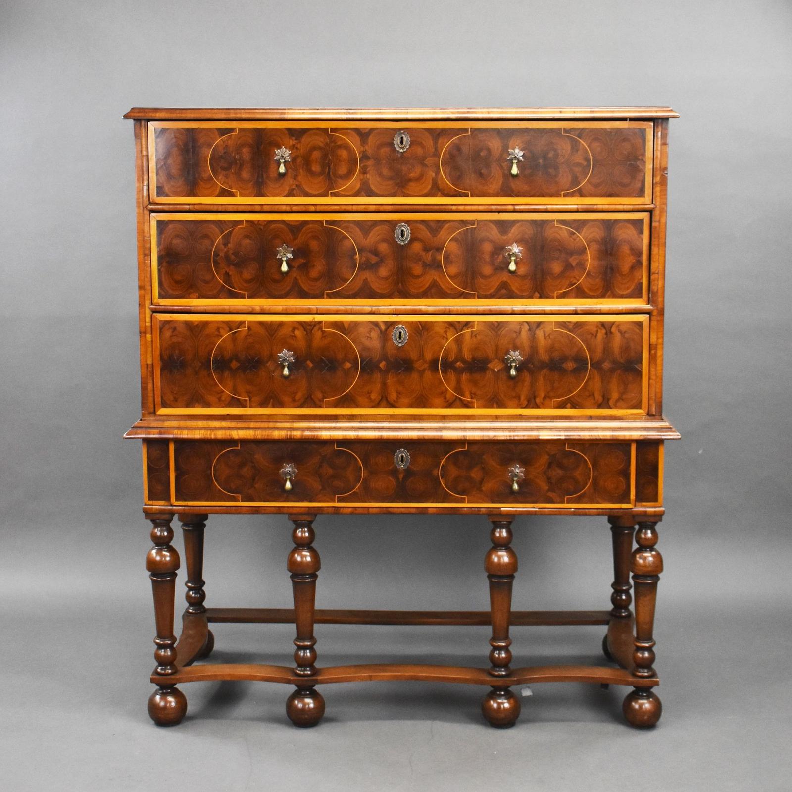 William & Mary Oyster Veneer Chest on Stand (1 of 7)