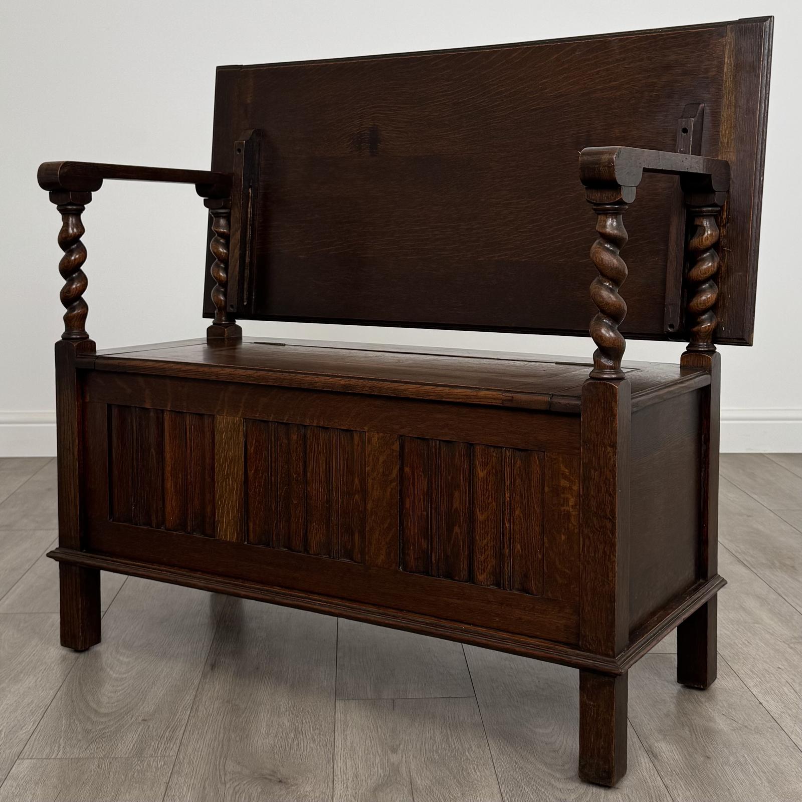 Antique 20th Century Good Quality Monks Bench In Oak (1 of 13)