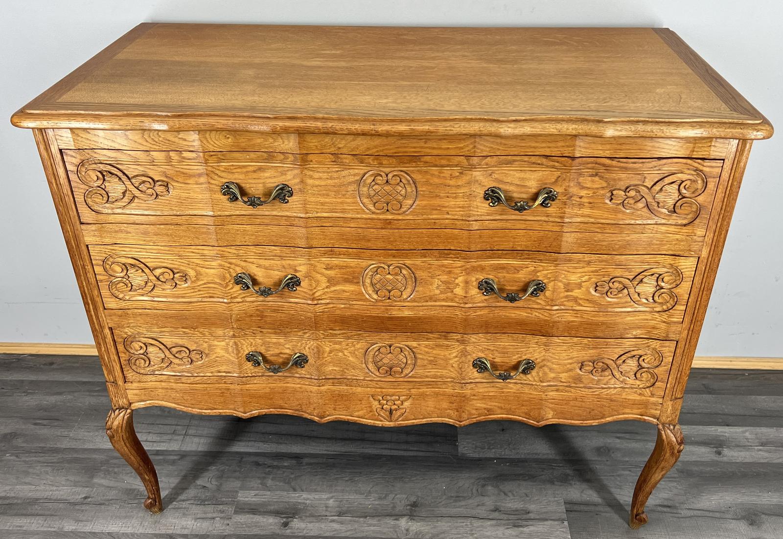 Vintage French Oak Style Carved Chest of Drawers (1 of 12)