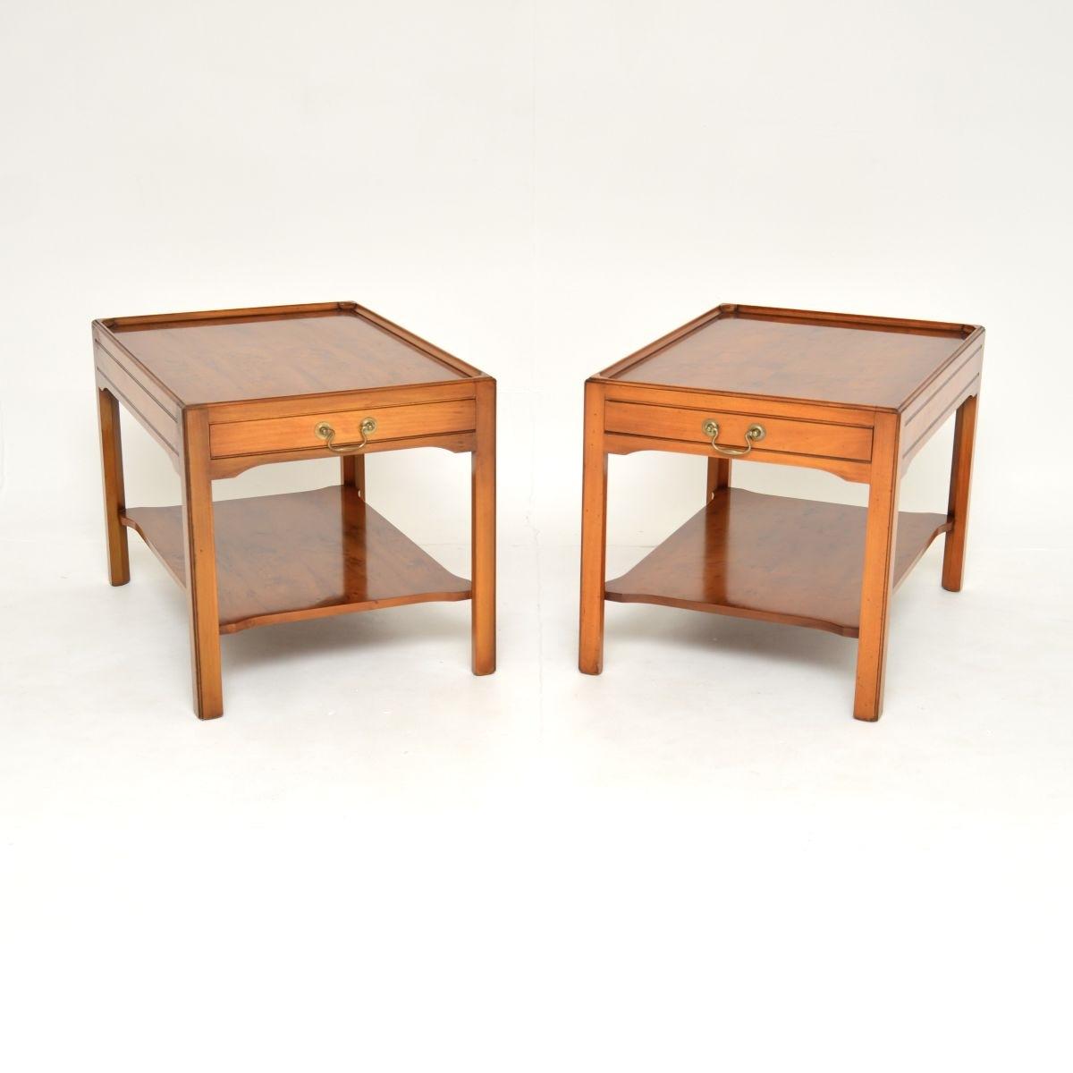 Pair of Antique Georgian Style Yew Wood Side Tables (1 of 12) Pair of Antique Georgian Style Yew Wood Side Tables (1 of 12)