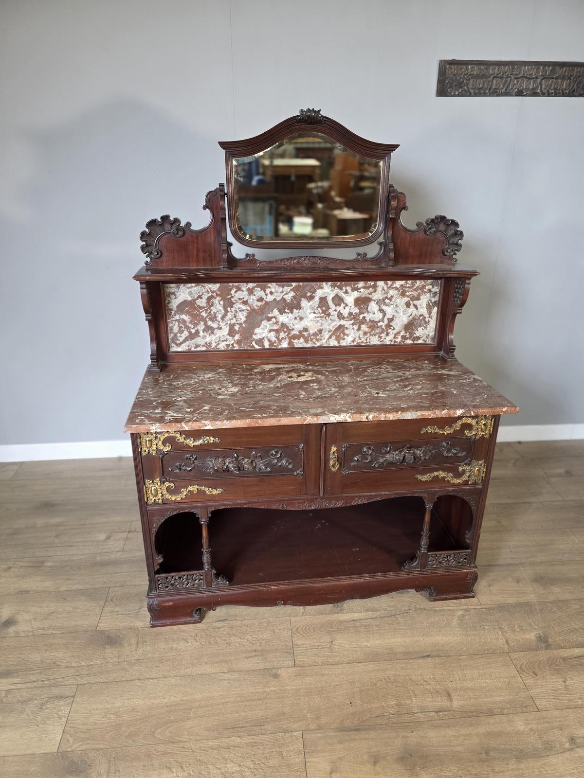 Antique Mahogany & Marble Top Washstand (1 of 22)