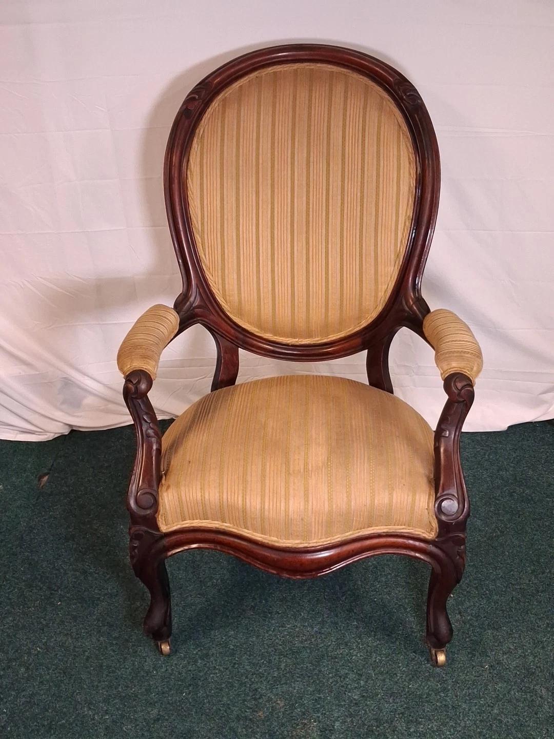 Antique Upholstered Chair Home Decor Accent Chair with Patina (1 of 8)
