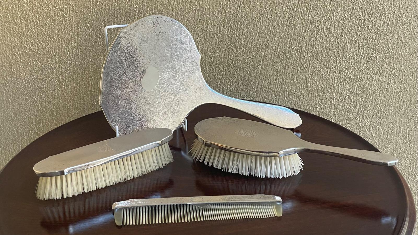 Quality Chinese Solid Silver Dressing Table Set, C1900 (1 of 3)