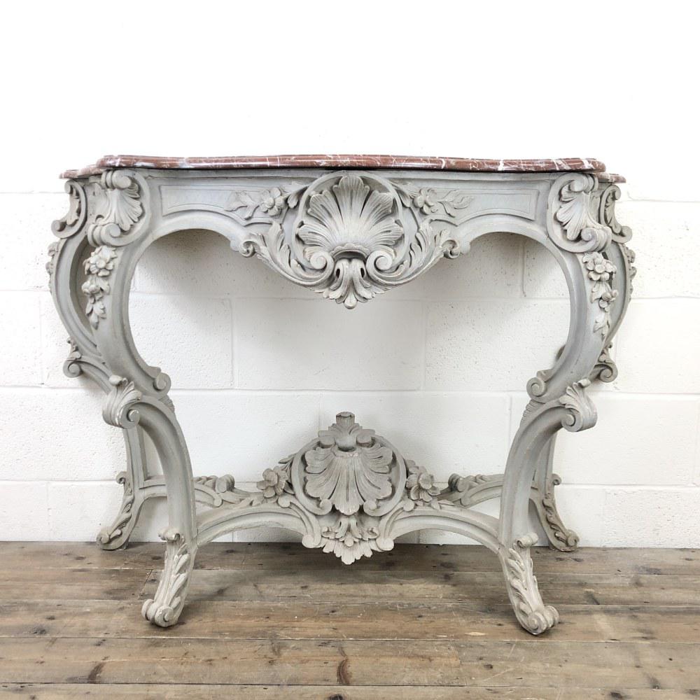 Antique French Marble Top Console Table (1 of 9) Antique French Marble Top Console Table (1 of 9)