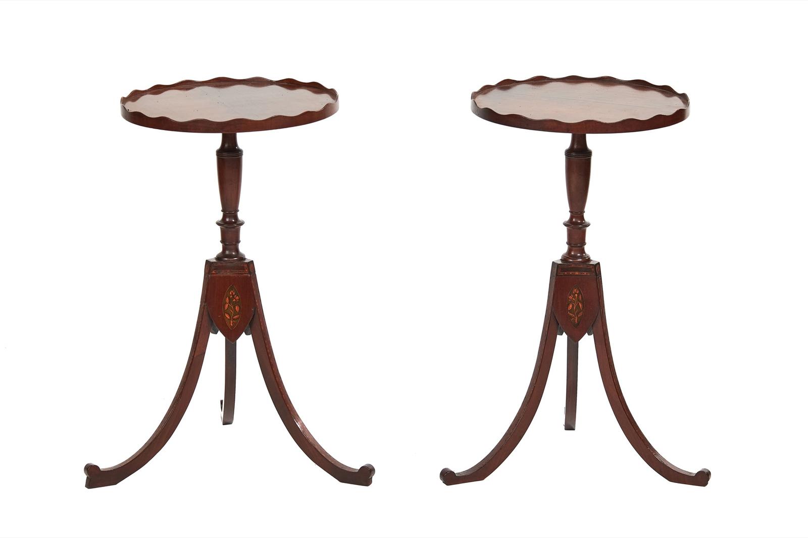 Pair Regency Mahogany Inlaid Lamp Tables (1 of 6) Pair Regency Mahogany Inlaid Lamp Tables (1 of 6)