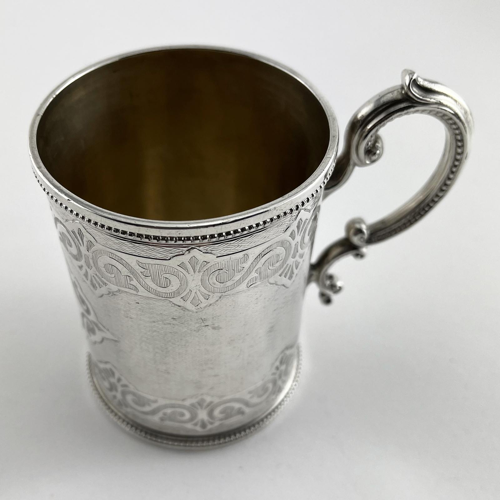 Victorian Sterling Silver Childs Christening Mug in Cylindrical Form (1 of 7)