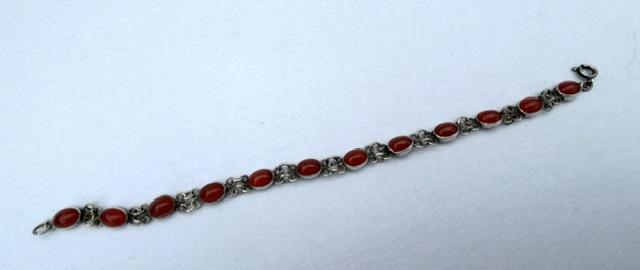 German/austrian Silver & Carnelian Panel Link Bracelet (1 of 5) German/austrian Silver & Carnelian Panel Link Bracelet (1 of 5)