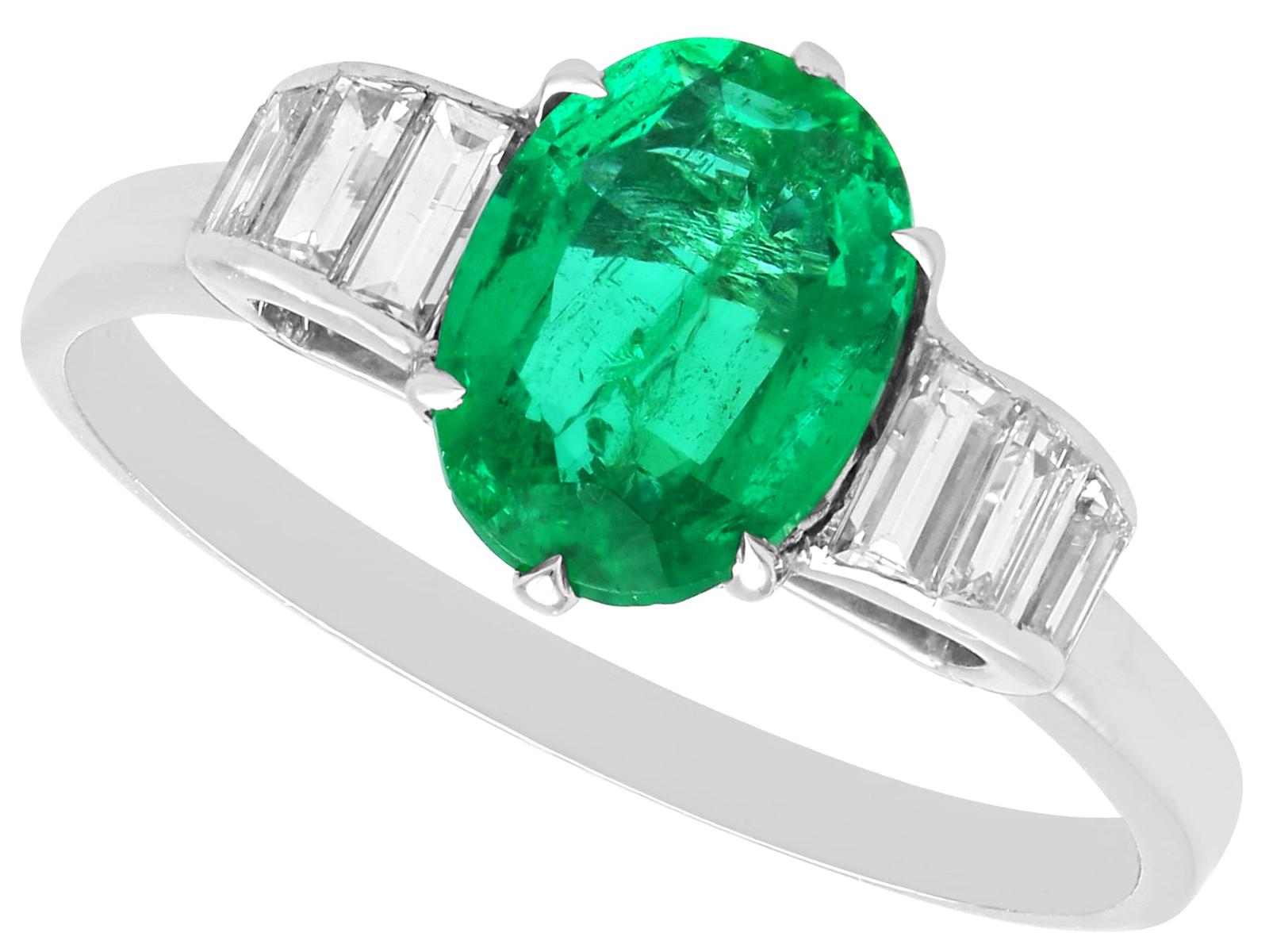 2.10ct Emerald & 0.42ct Diamond, Platinum Dress Ring c.1935 (1 of 10)