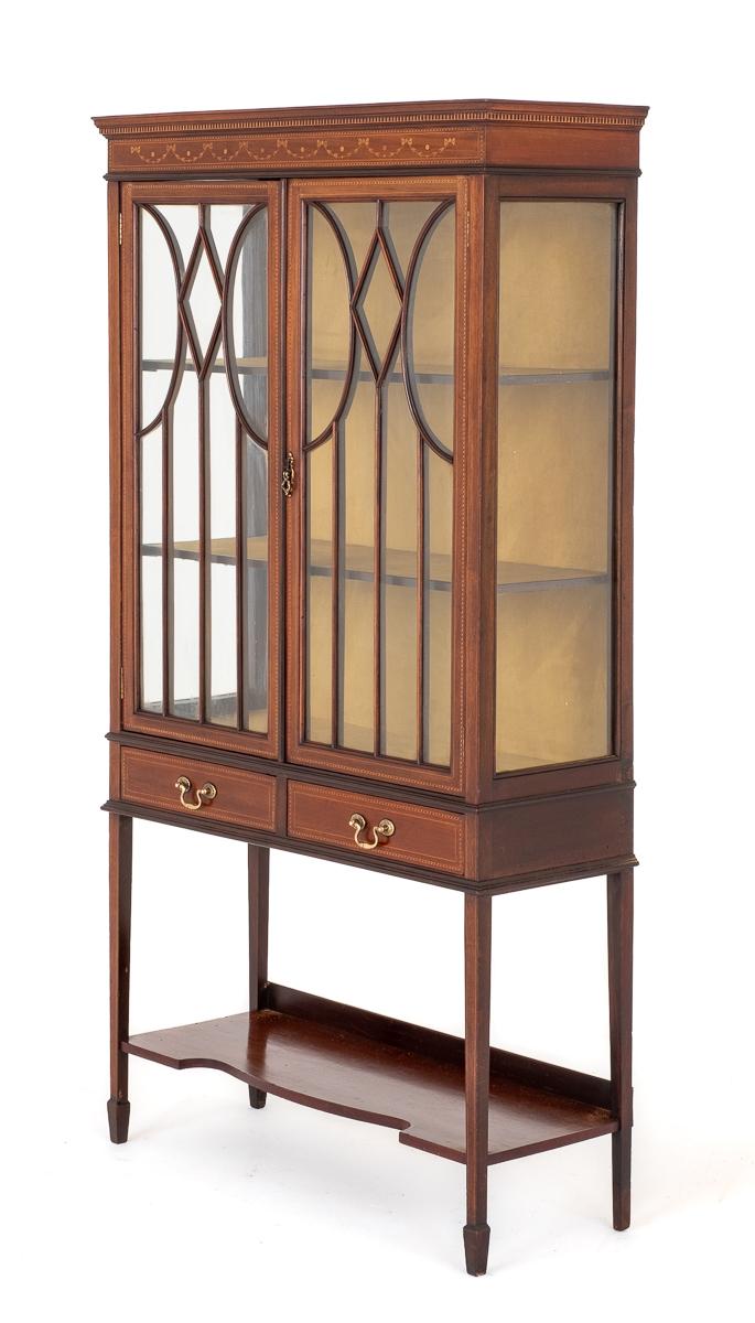 Sheraton Revival Mahogany Inlaid Display Cabinet (1 of 7)