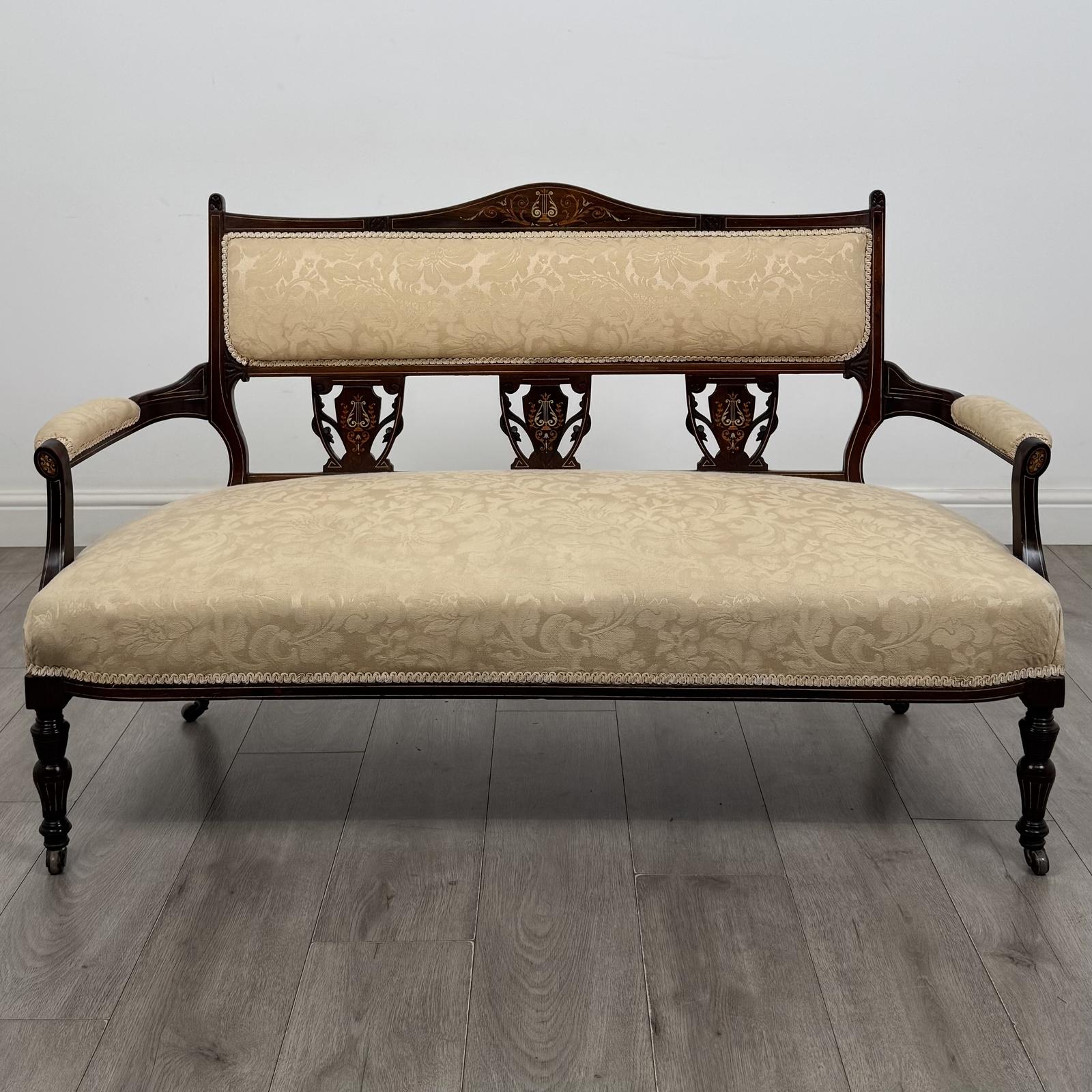 Antique 19th Century Inlaid Victorian Settee In Rosewood (1 of 11) Antique 19th Century Inlaid Victorian Settee In Rosewood (1 of 11)