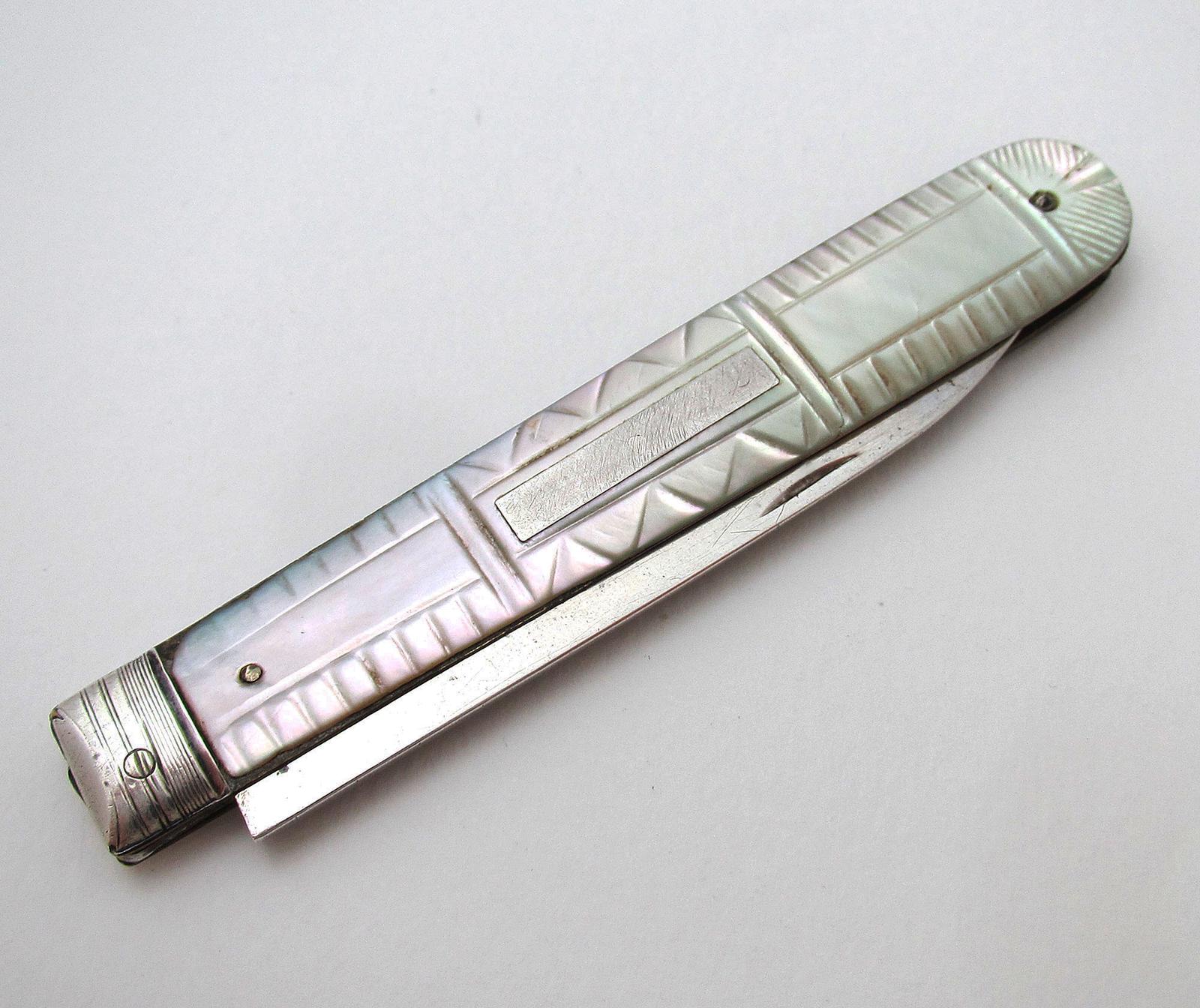English Georgian William IV Sterling Silver Mother of Pearl Fruit Knife - Atkin & Oxley, Sheffield (1 of 6)