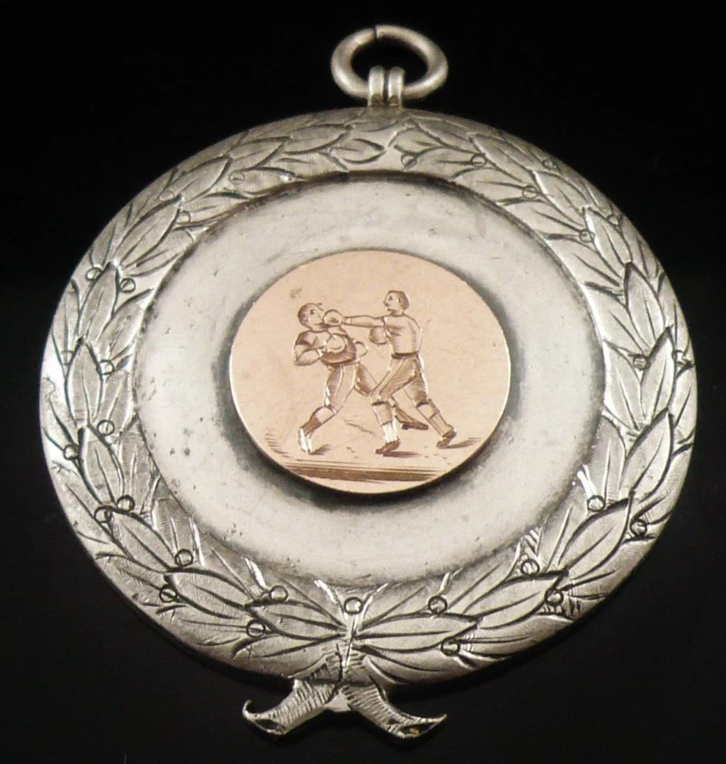 HUGE Sterling Silver Gold BOXING Pocket Watch Fob Medal, Vaughton & Sons 1892 (1 of 7) HUGE Sterling Silver Gold BOXING Pocket Watch Fob Medal, Vaughton & Sons 1892 (1 of 7)