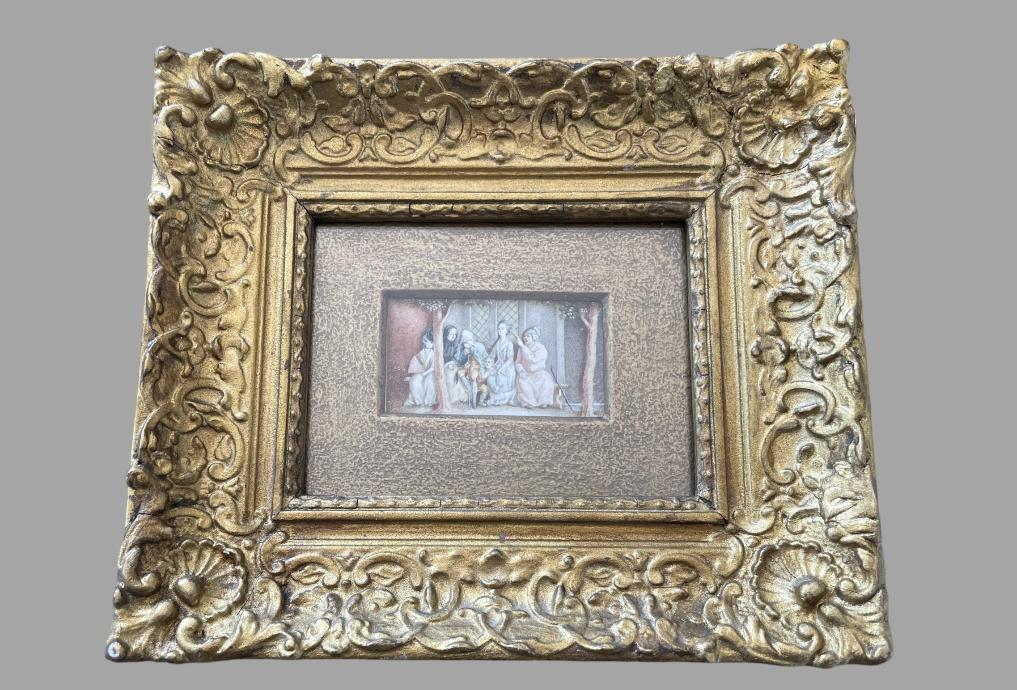 18th Century Genre Watercolour of a Seated Family (1 of 4)