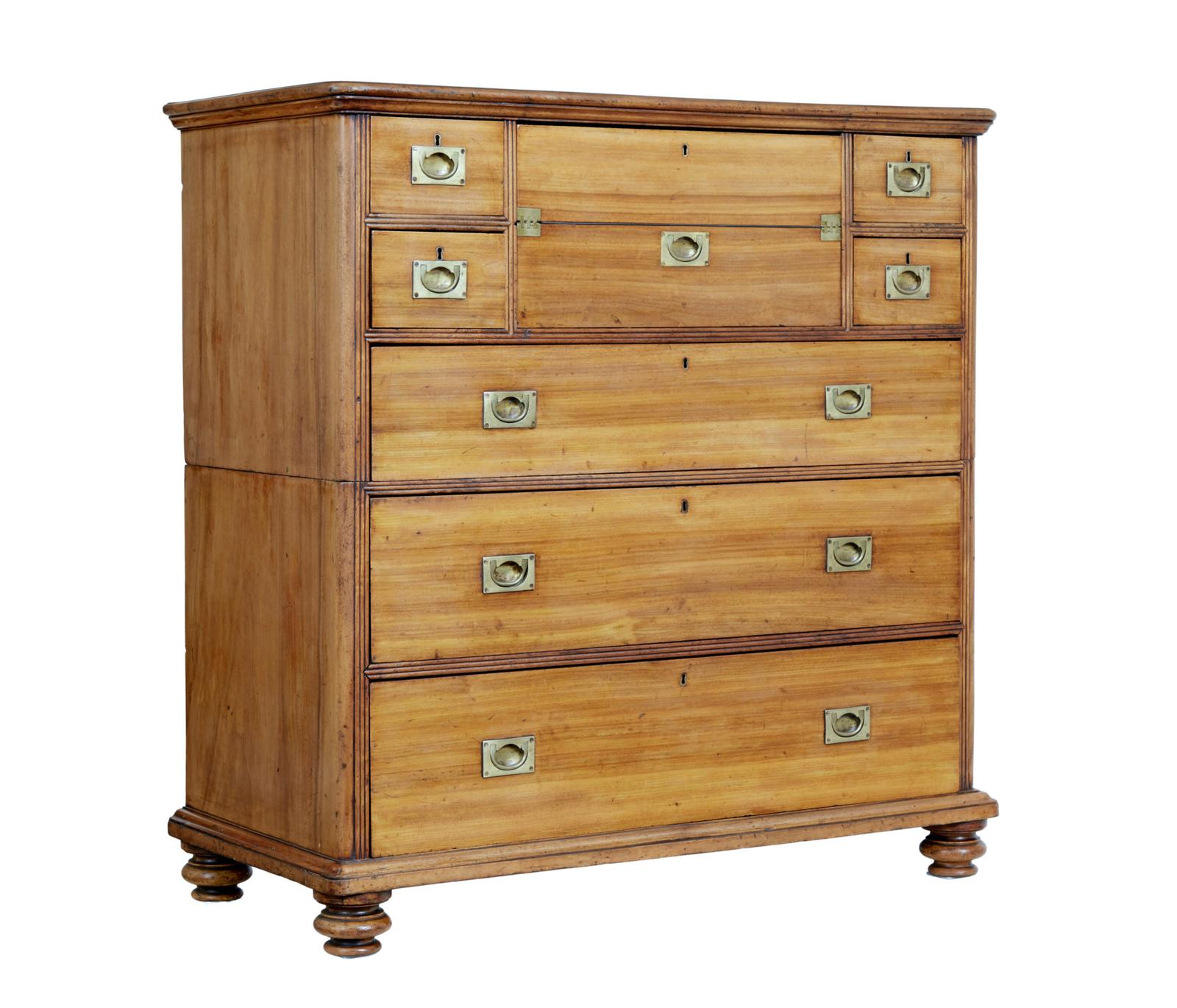 19th Century Camphor Campaign Chest of Drawers Writing Slope (1 of 12)