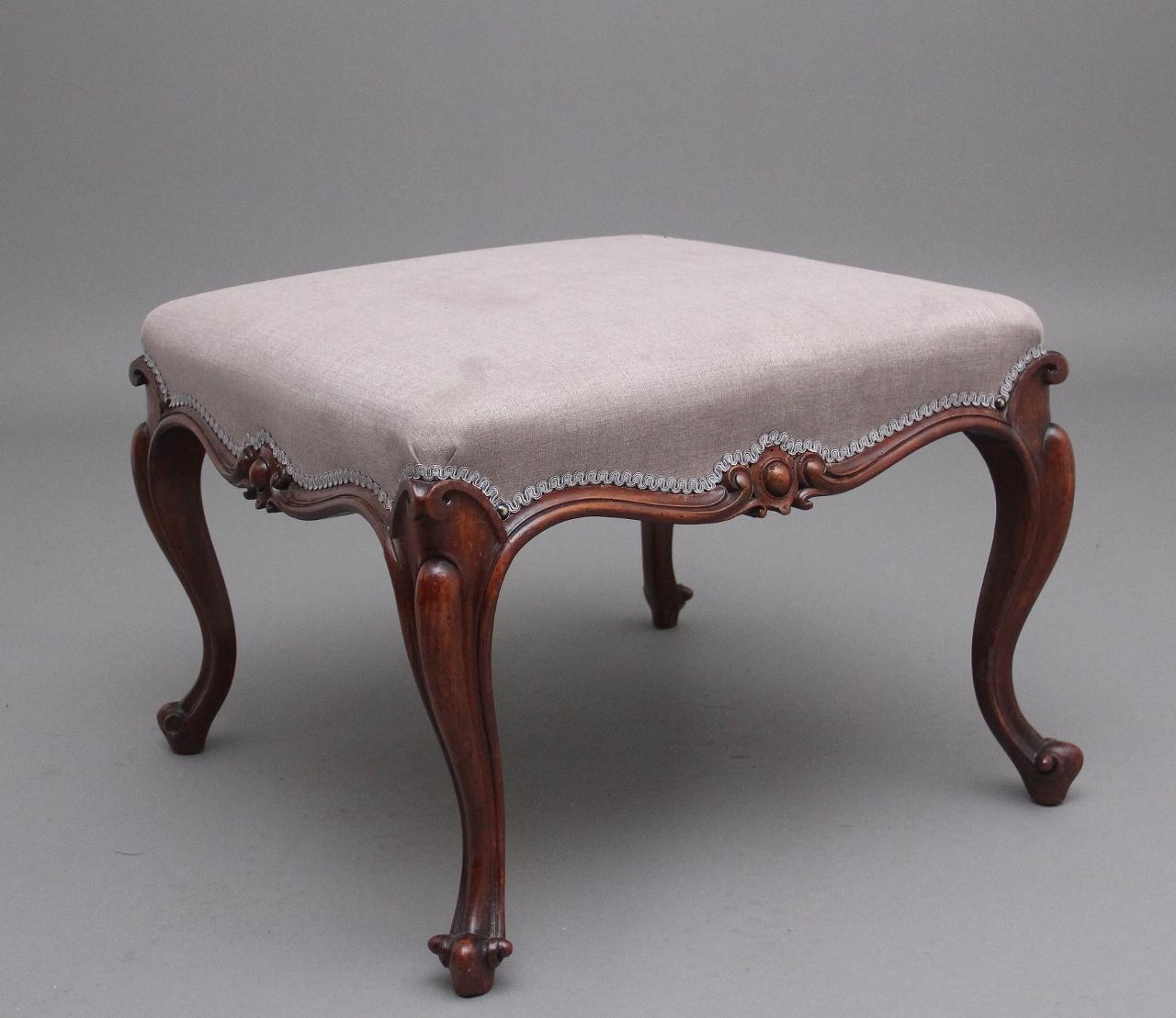 19th Century Victorian Walnut Stool (1 of 8)