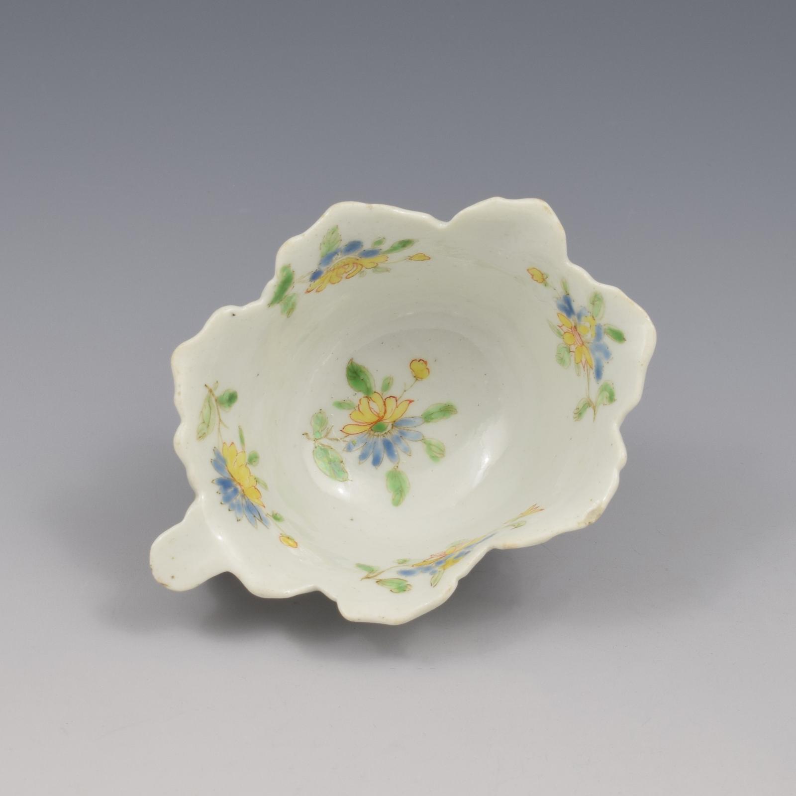 Rare Worcester Porcelain Polychrome Enamel Butter Boat c.1755 (1 of 12)