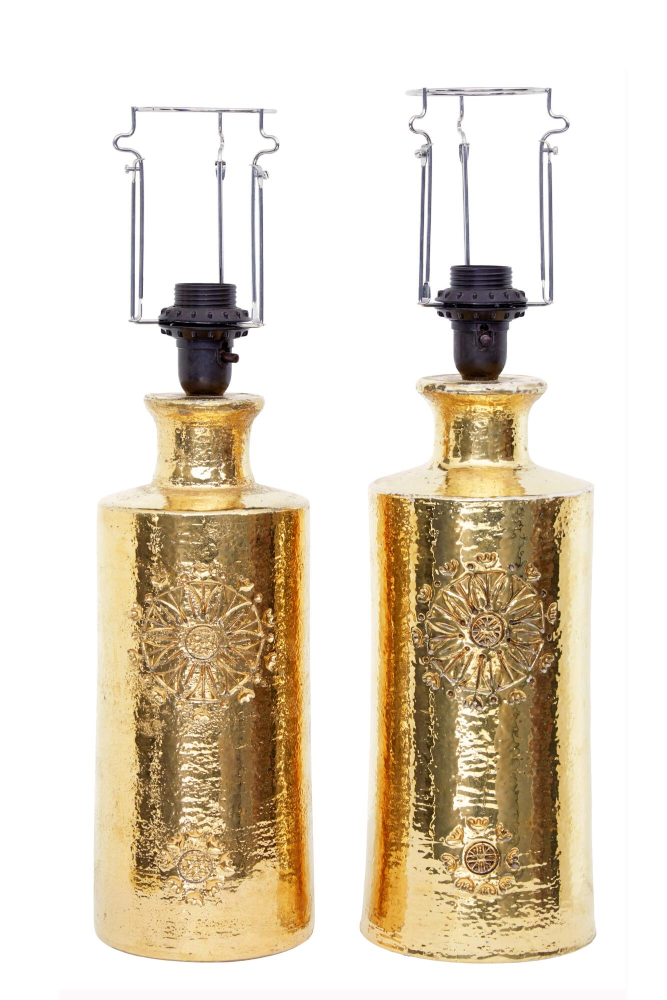 Pair of Mid Century Bittosi Gilt Lamps For Bergboms (1 of 7)