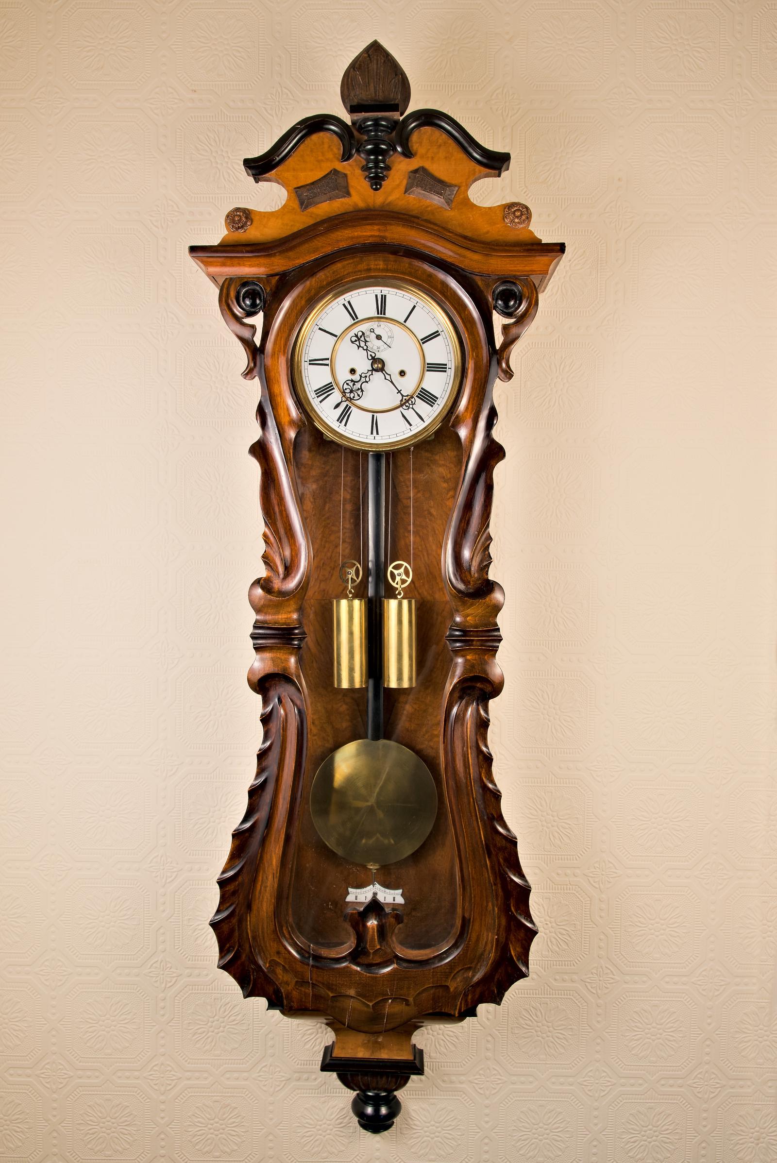 Serpentine Fronted, Double-Weight, Vienna Wall Clock (1 of 8)