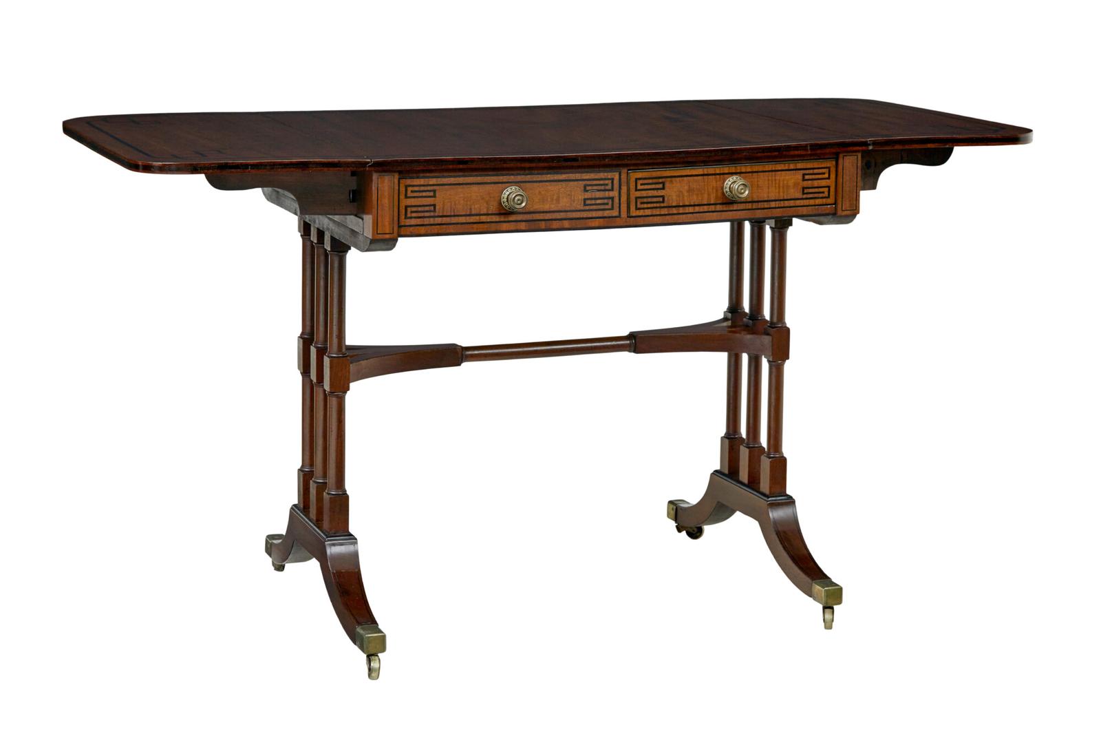 Early Victorian Inlaid Mahogany Sofa Table (1 of 10)