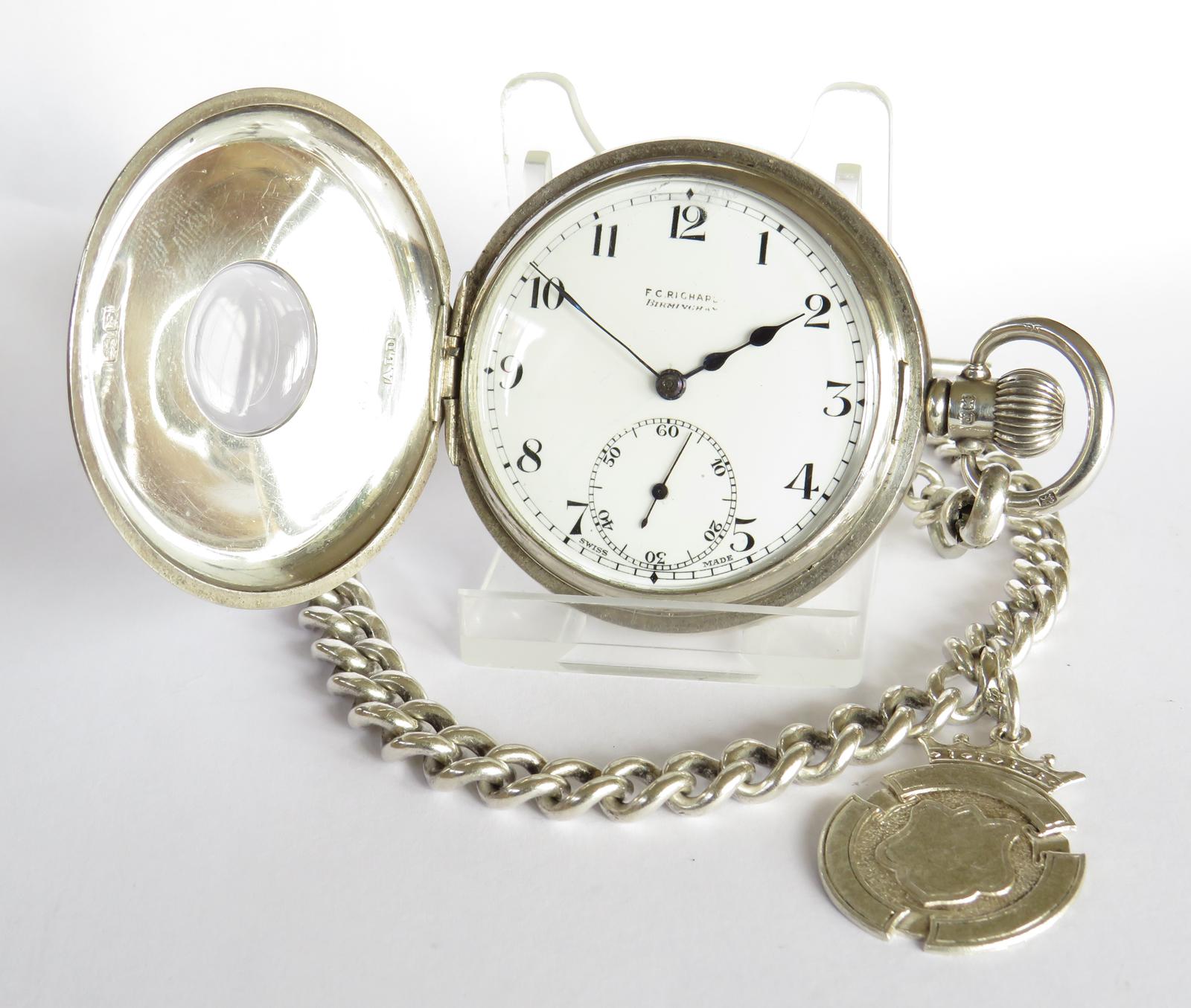 Antique Silver Half Hunter Pocket Watch and Chain (1 of 5) Antique Silver Half Hunter Pocket Watch and Chain (1 of 5)