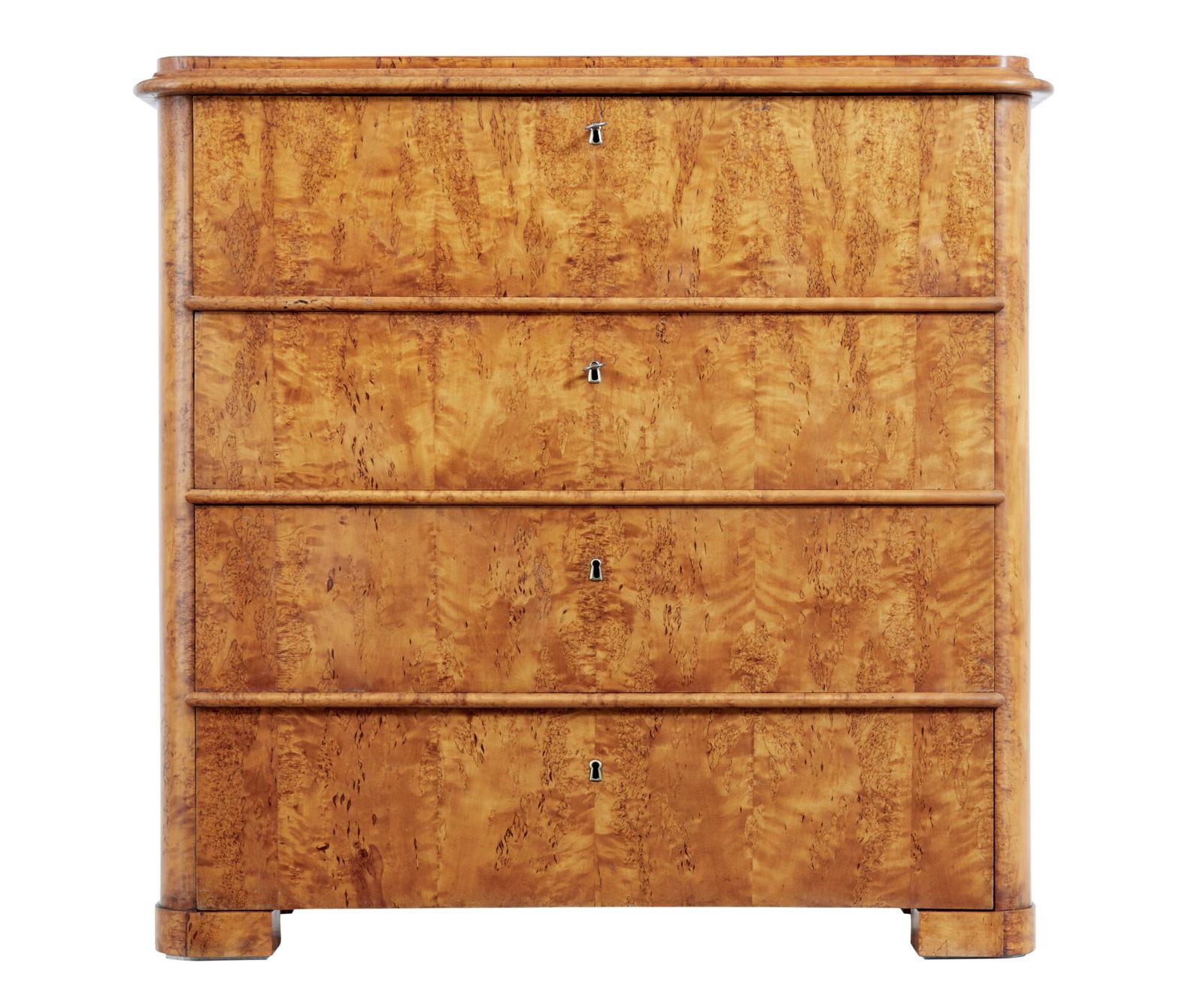 Swedish 19th Century Burr Birch Secretaire Chest of Drawers (1 of 10)