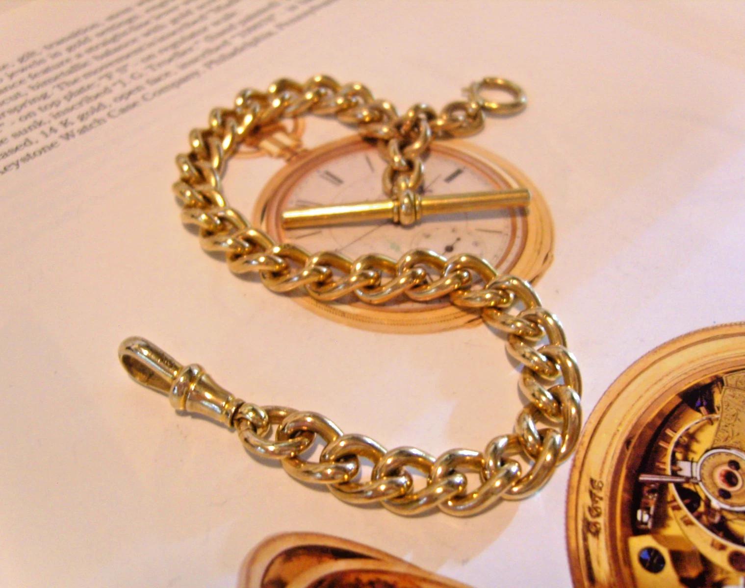 Pocket Watch Chain 12ct Gold Filled Big Chunky Victorian Albert With T Bar (1 of 14)